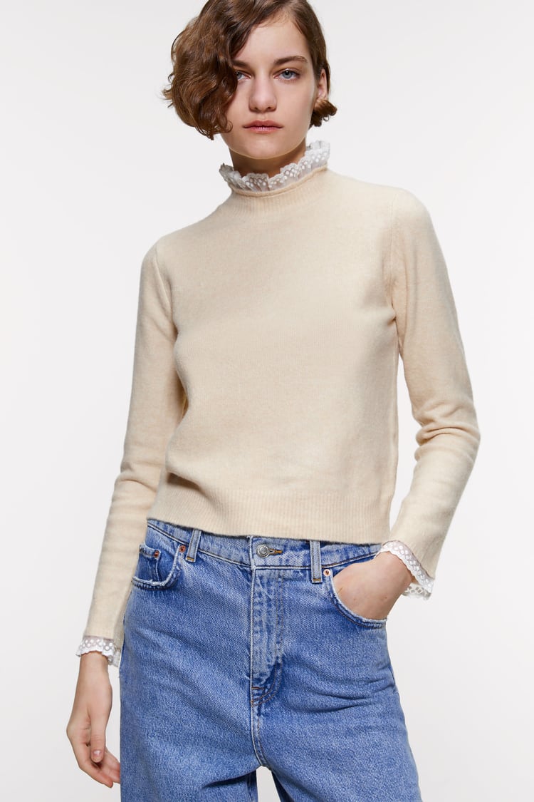 Clothing, Shoes & Accessories ZARA NEW WOMAN KNIT SWEATER WITH CONTRAST ...