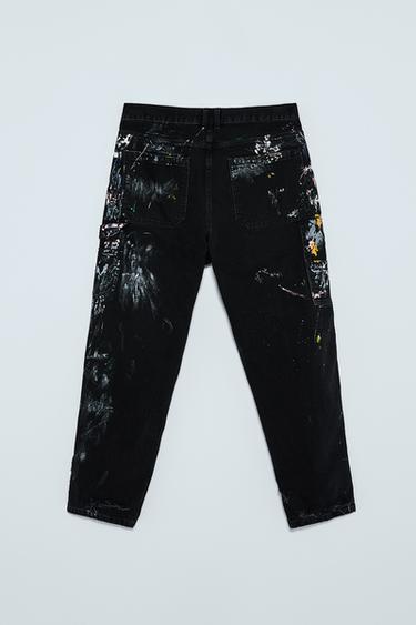 BOYA LEKESİ DESENLİ CARROT FIT JEAN