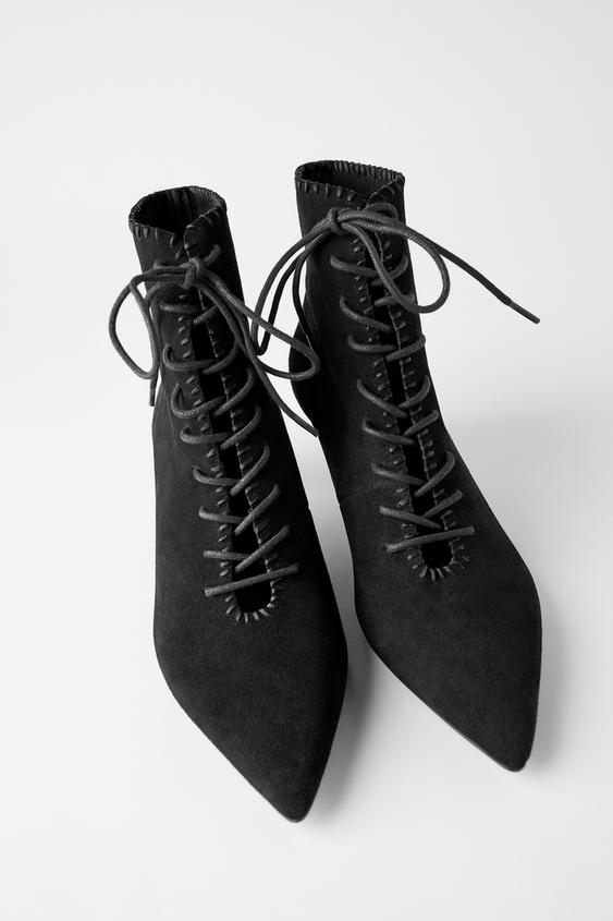 deri kisa sivri topuklu bagcikli bilekte bot