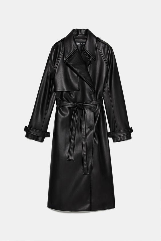 Faux Leather Trench Coat Zara Faux Leather Trench Coat Zara