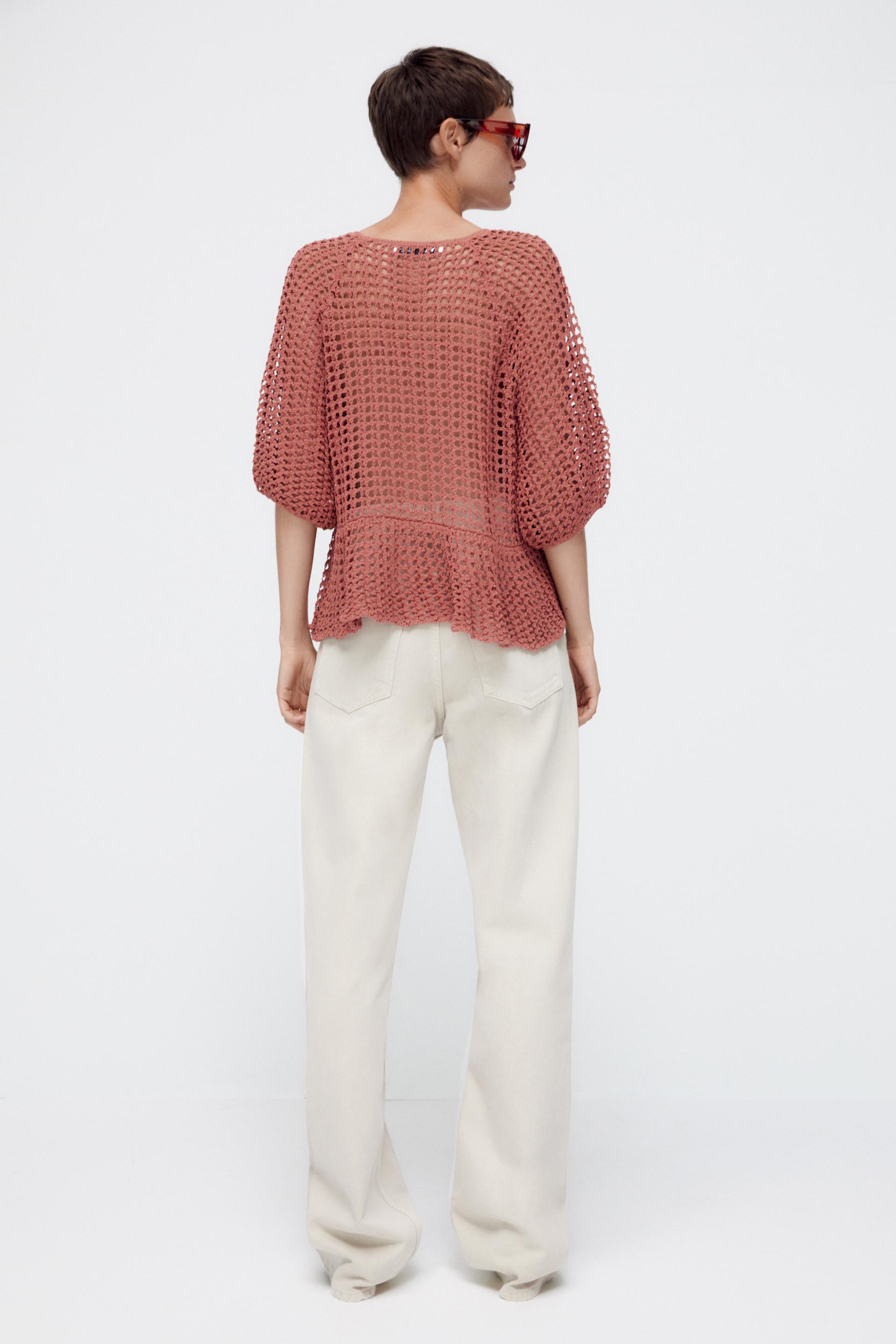Zara CROCHET KNIT TOP 129559186636