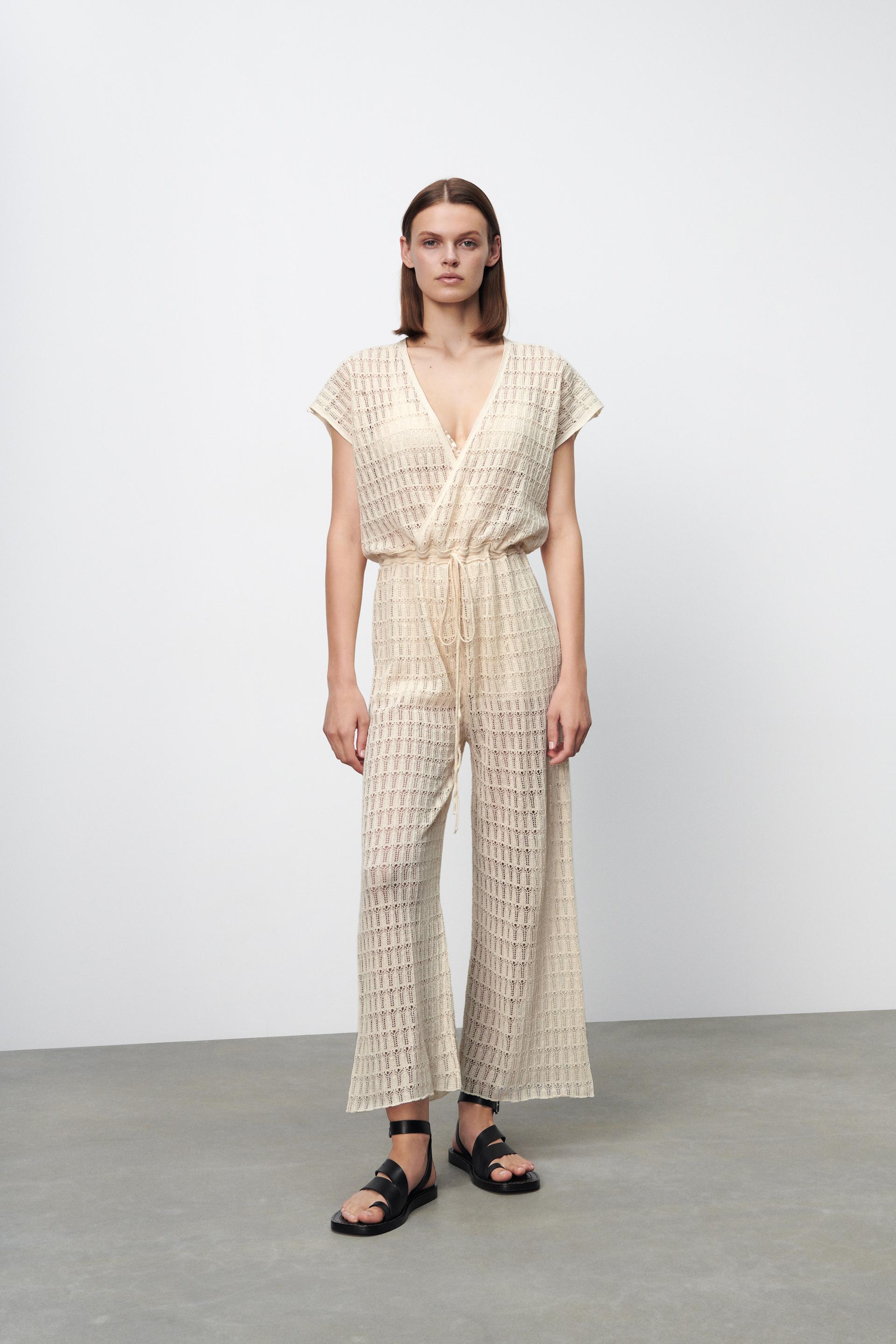 Zara KNIT POINTELLE JUMPSUIT 116253240712
