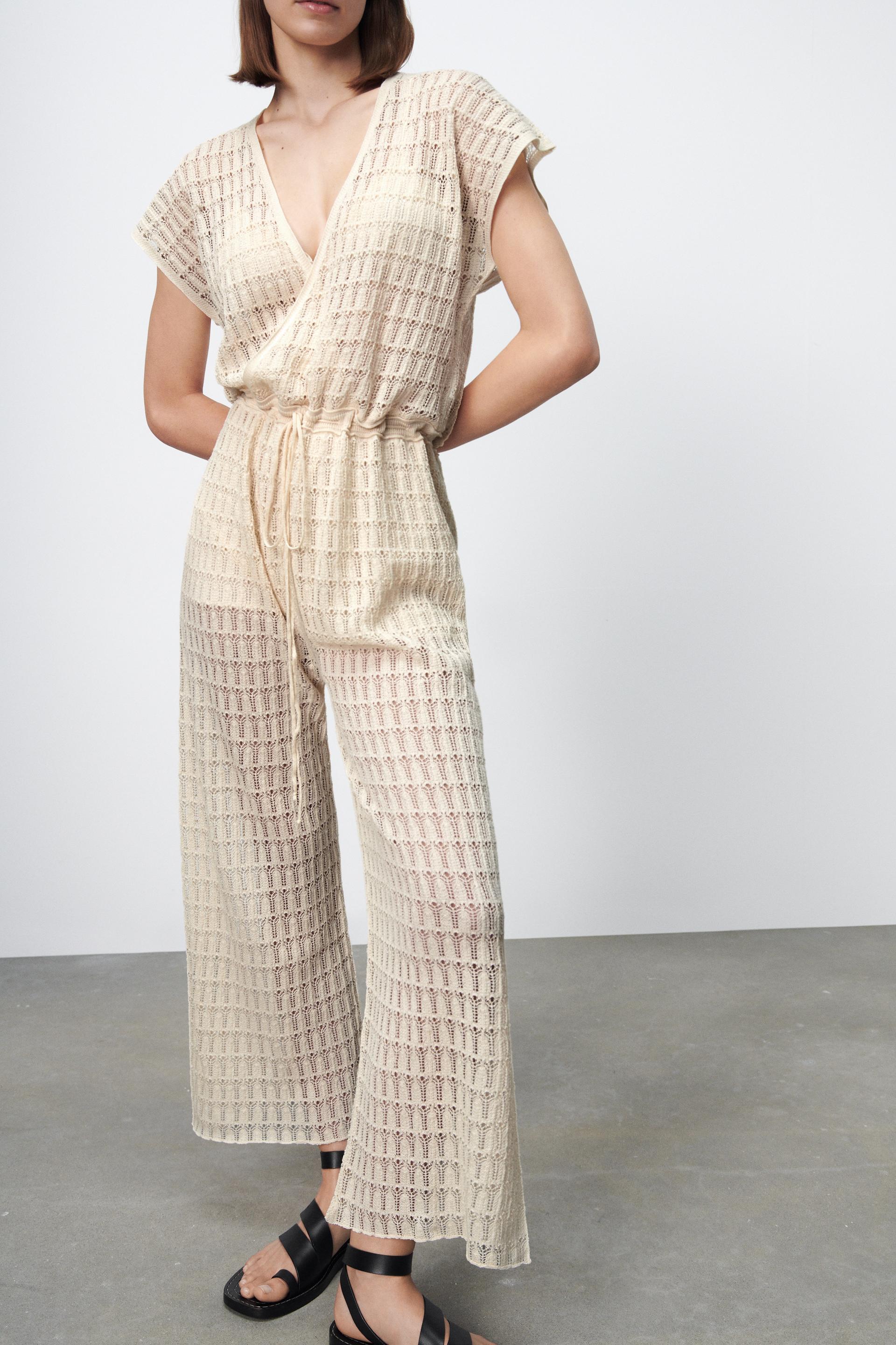 Zara KNIT POINTELLE JUMPSUIT 116253240712