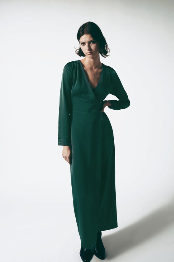 CROSSOVER JUMPSUIT WITH BUCKLE - Bottle green | ZARA Egypt