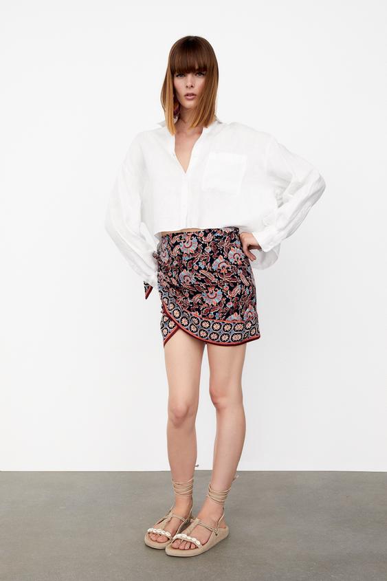 Printed Sarong Skirt Zara Printed Sarong Skirt Zara