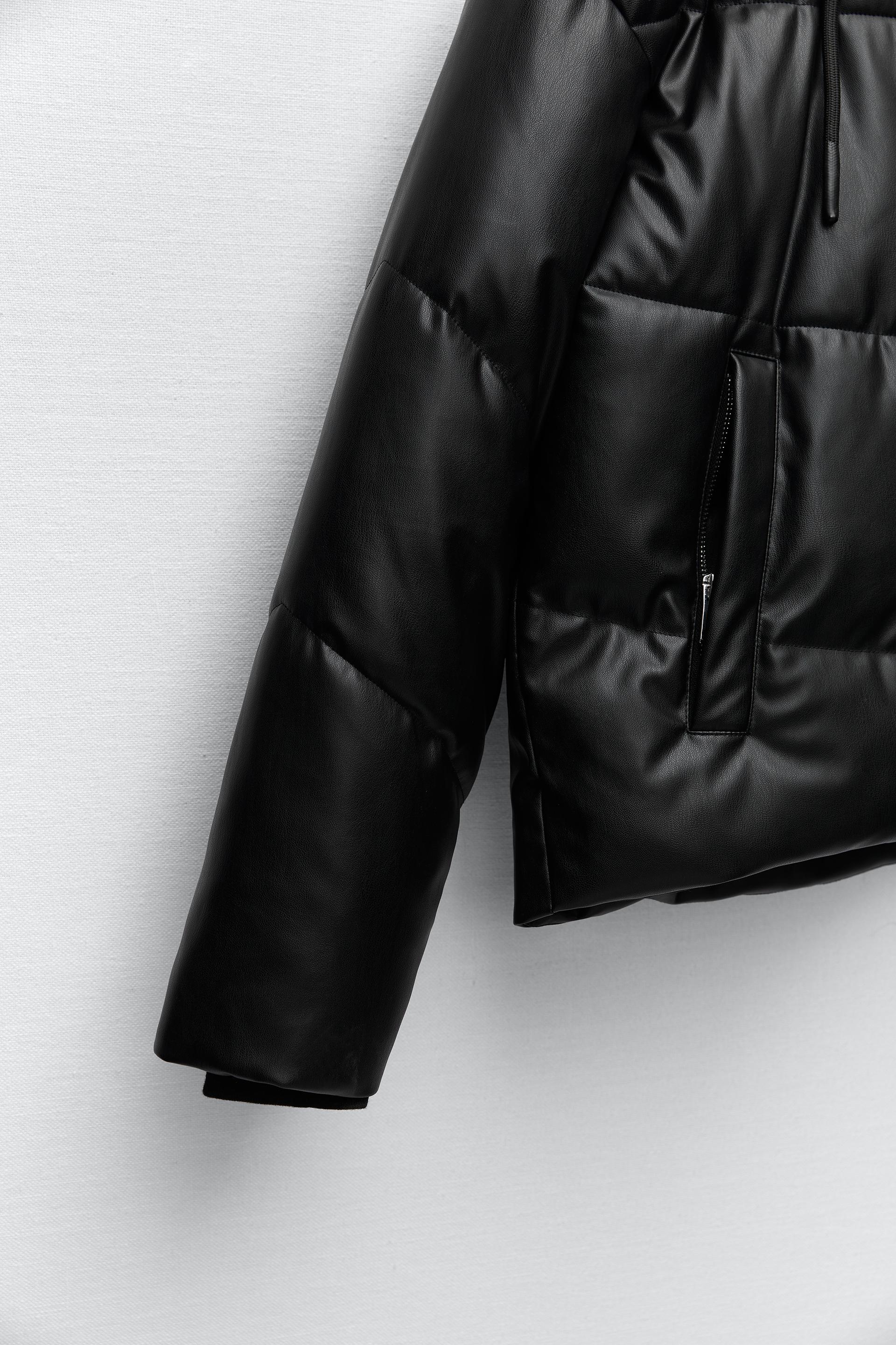 leather puffer jacket zara