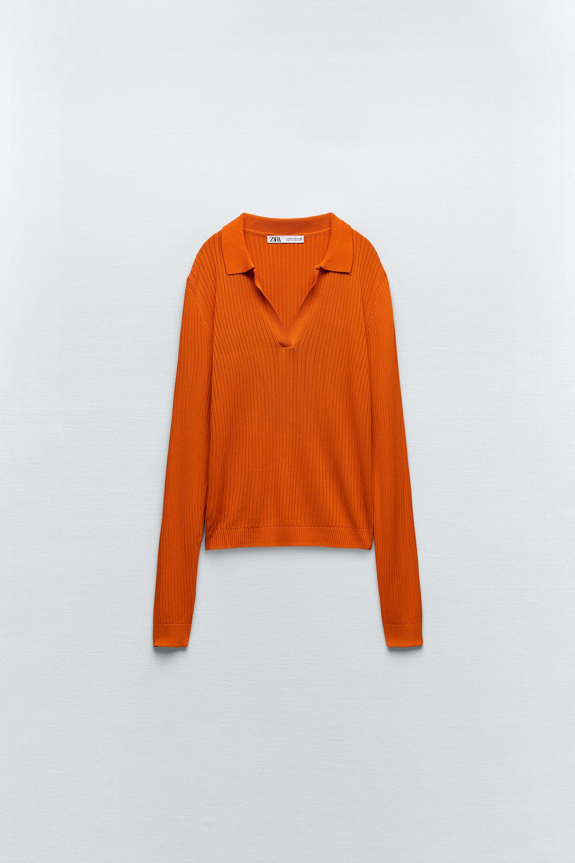 Zara RIBBED KNIT POLO SHIRT 137467531615
