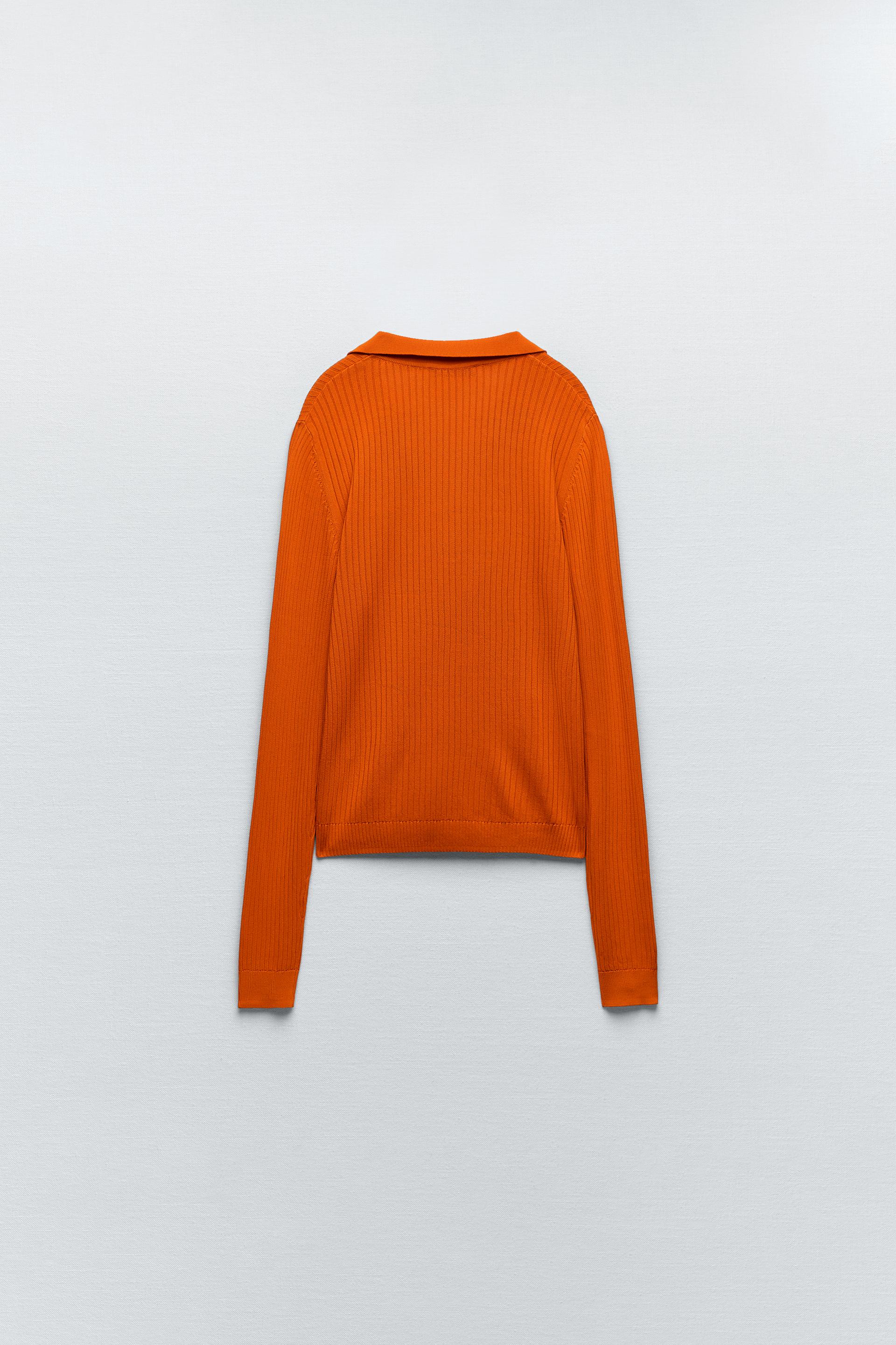 Zara RIBBED KNIT POLO SHIRT 137467531615