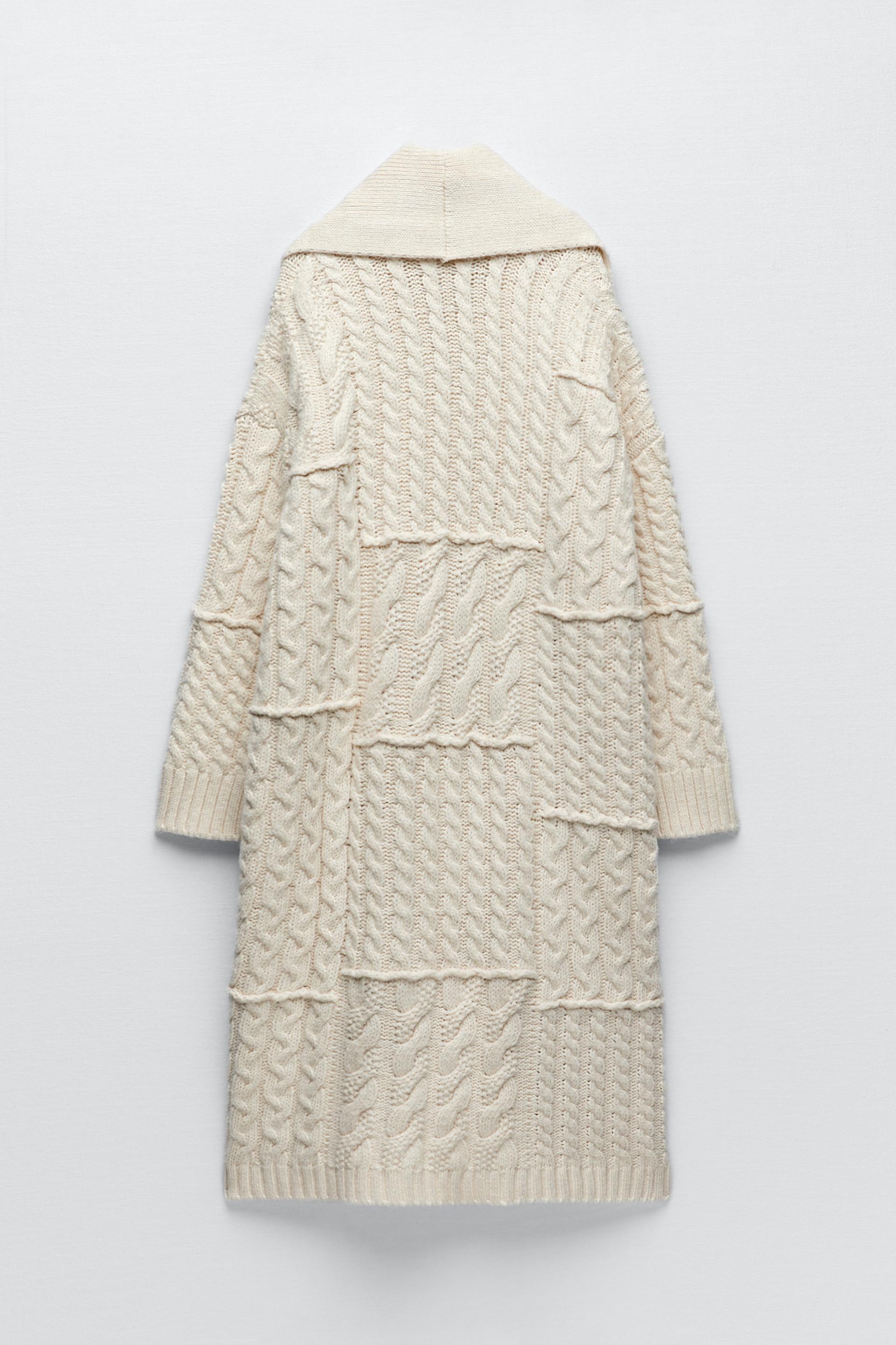Zara CABLE KNIT COAT 144305730712