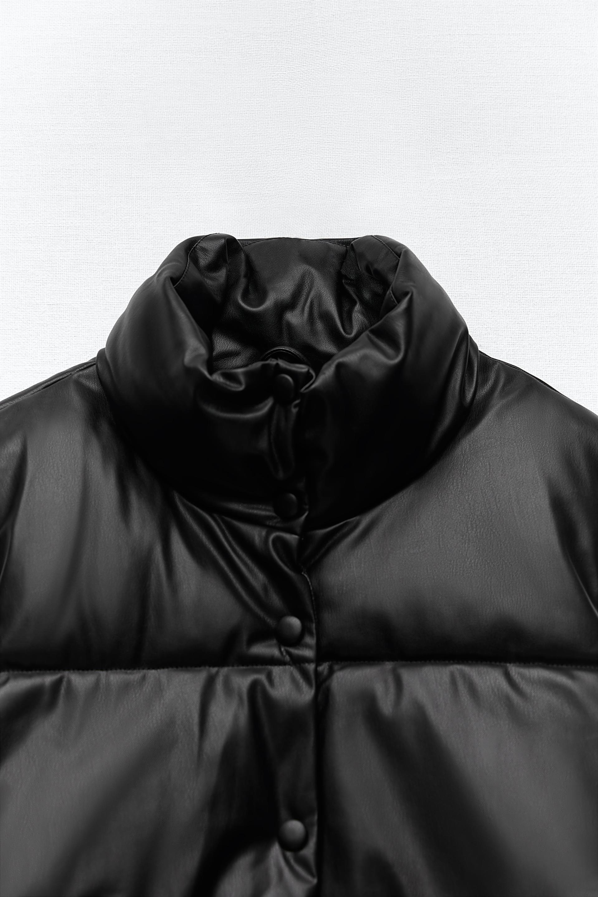 Zara FAUX LEATHER PUFFER VEST 153713940800