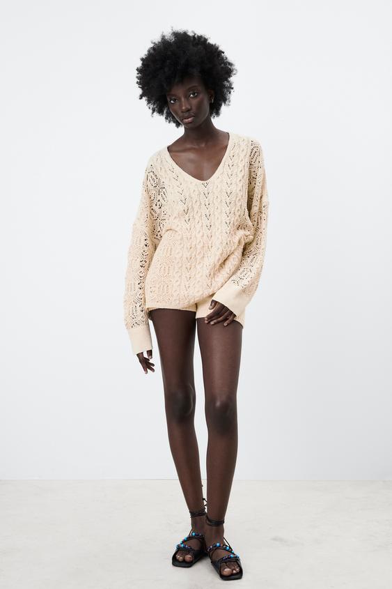 Zara OVERSIZED KNIT SWEATER 111346936712