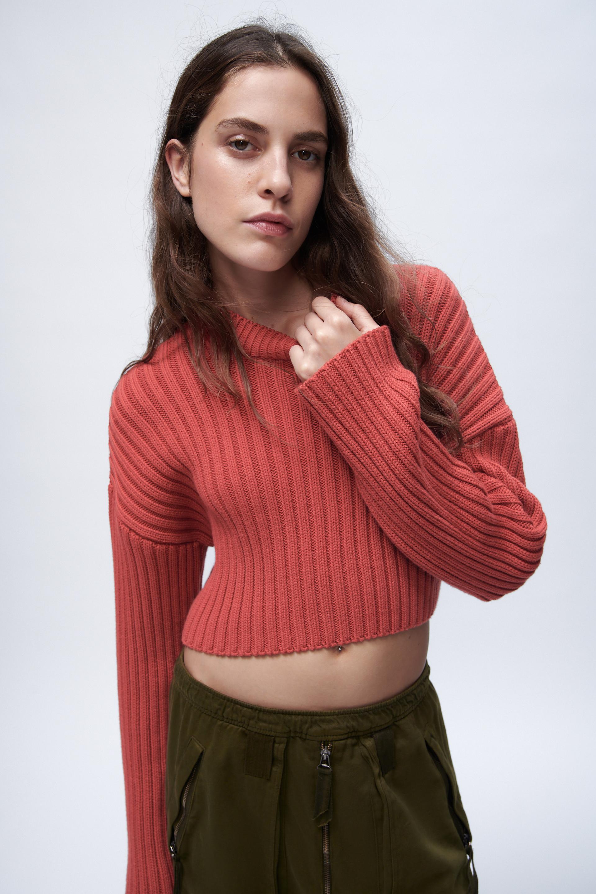 Zara CROPPED KNIT SWEATER 139614631658