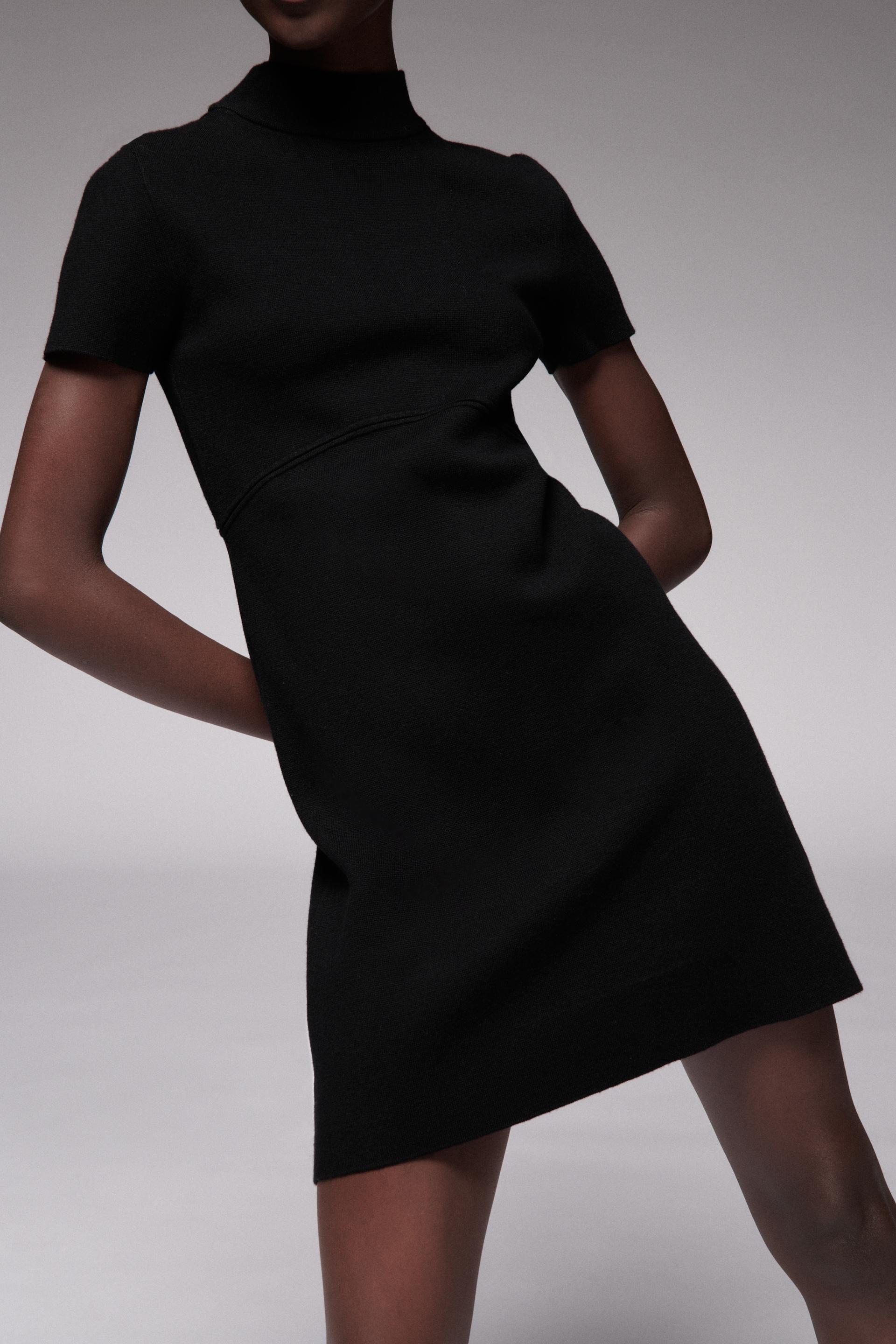 Zara MOCK NECK SHORT KNIT DRESS 137647643800
