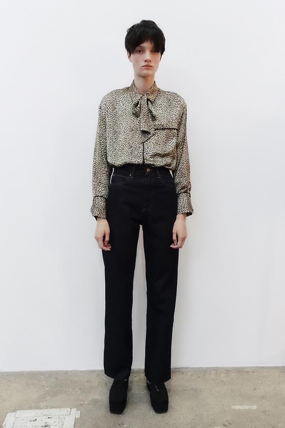 Zara TIED ANIMAL PRINT SHIRT - 147739168-051-