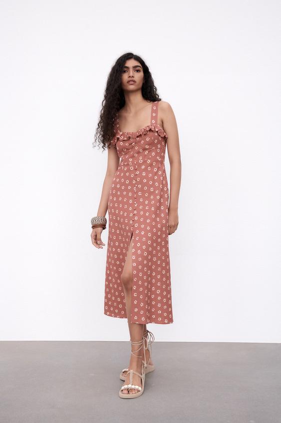 Zara Linen Blend Printed Dress Zara Linen Blend Printed Dress