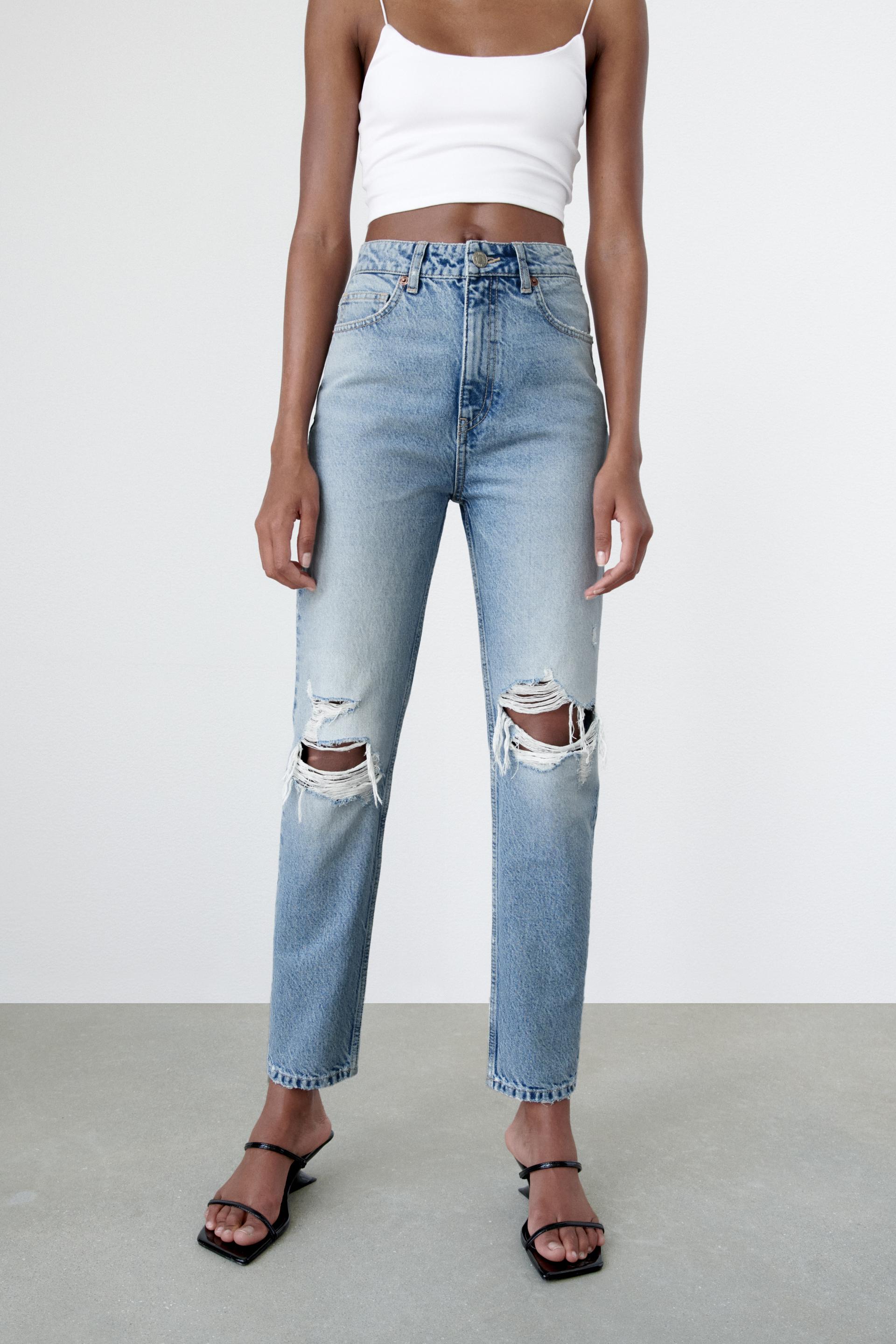 zara ripped mom fit jeans