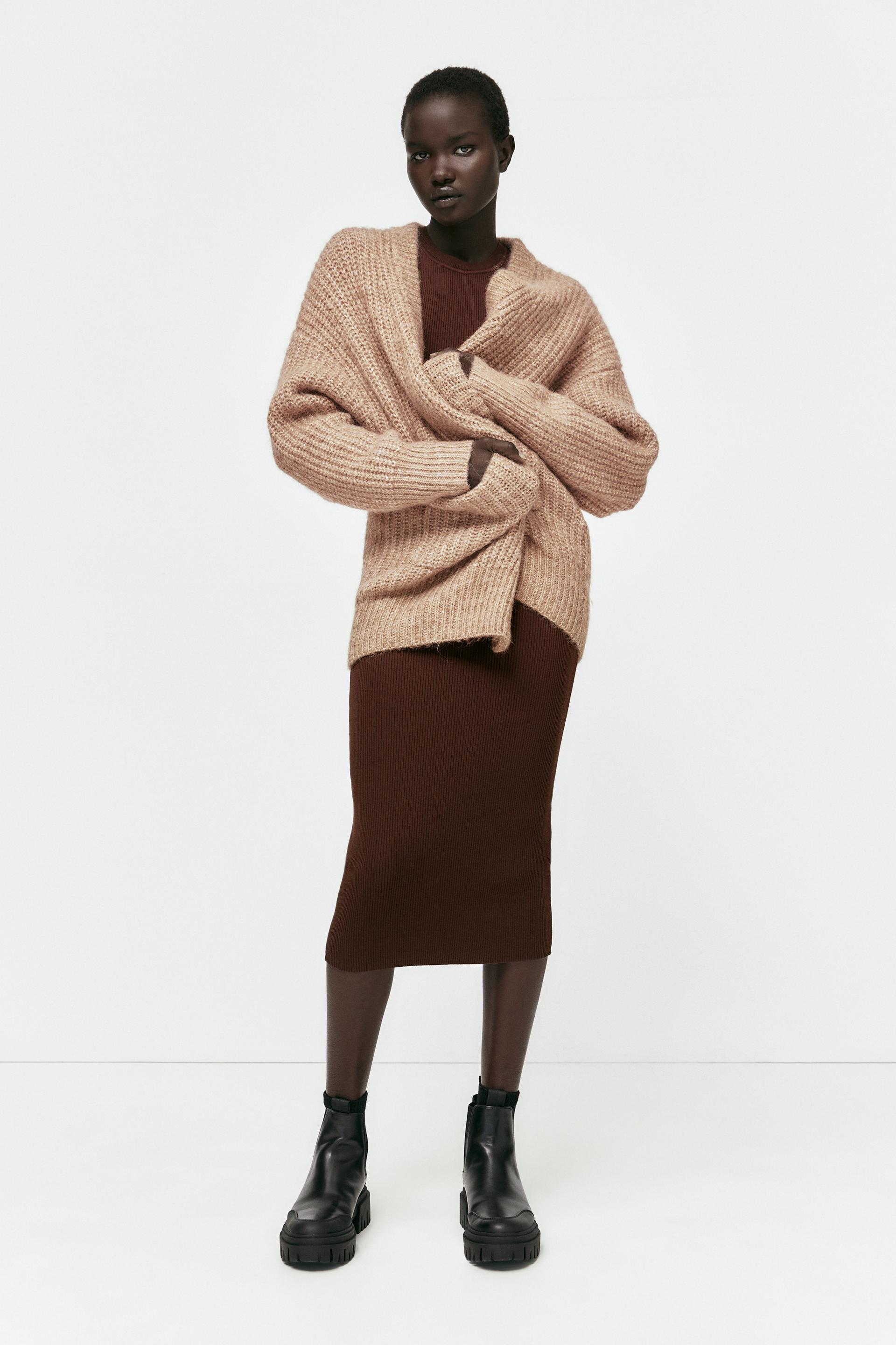 Zara KNIT CARDIGAN WITH POCKETS 134143807806