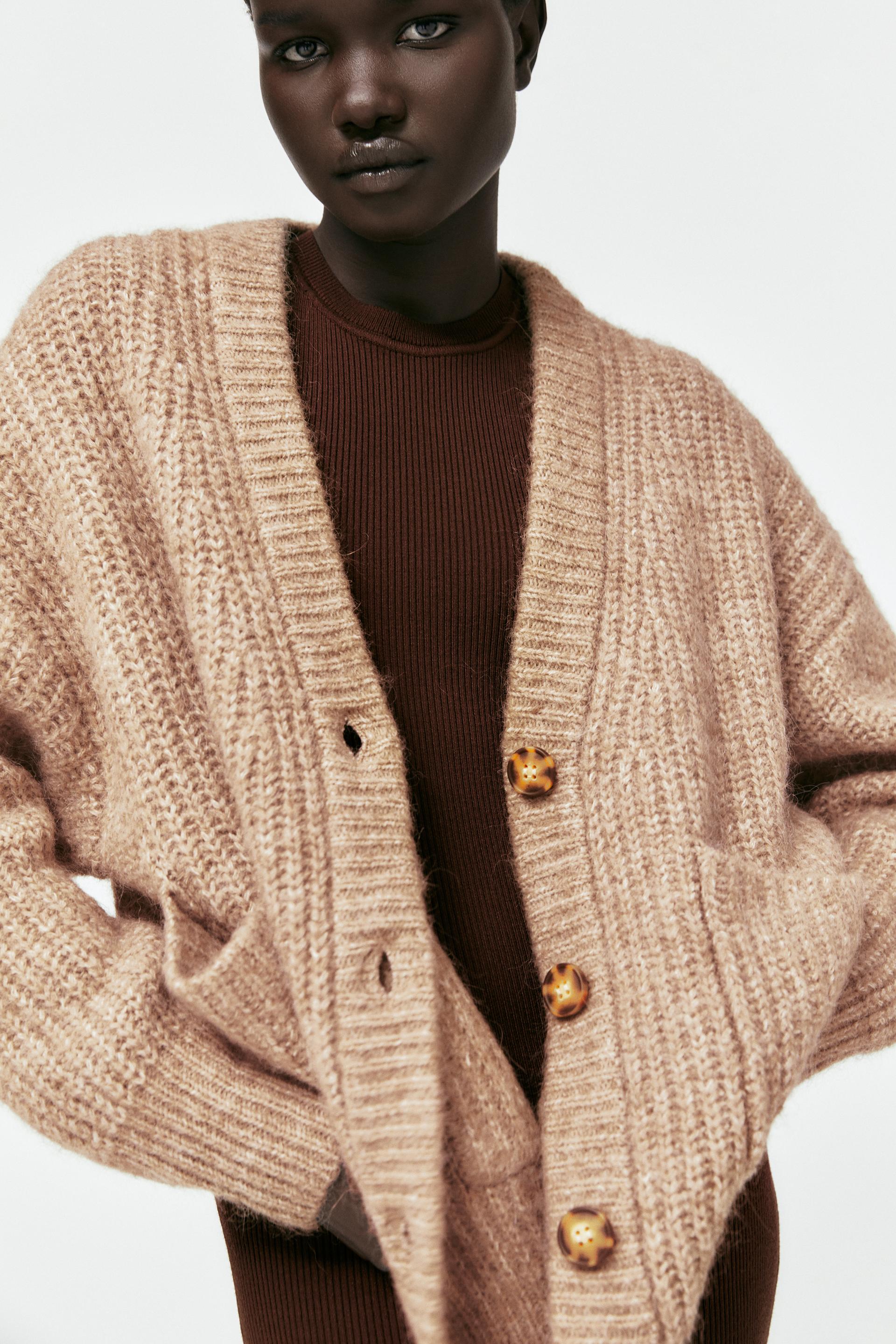 Zara POCKET KNIT CARDIGAN 134143807806