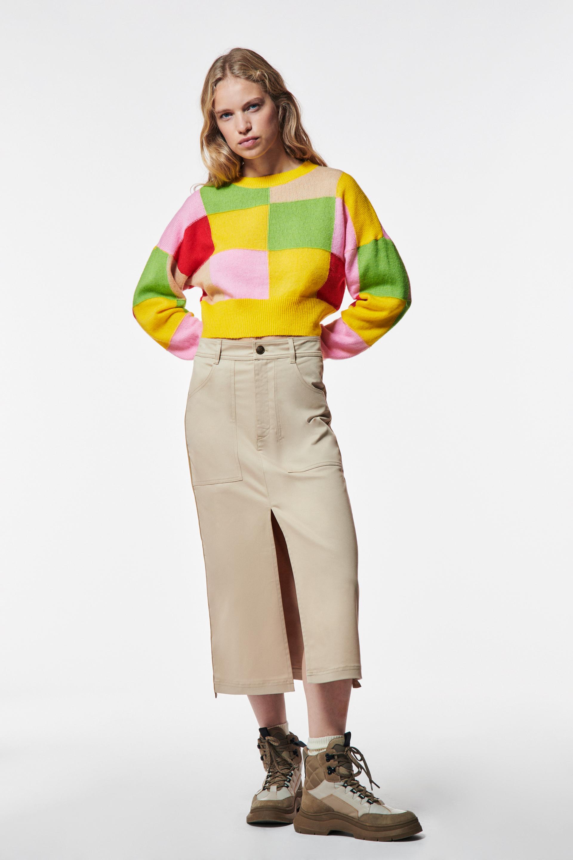 Zara COLORBLOCK KNIT SWEATER 122676311050