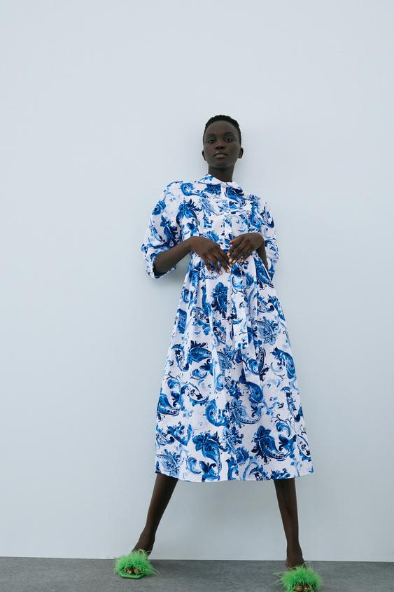 Zara knotted poplin dress Clearance