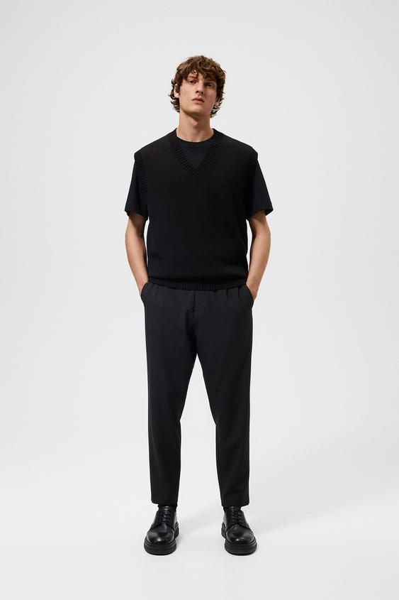 KNIT V-NECK VEST - Black | ZARA United States v neck vest zara