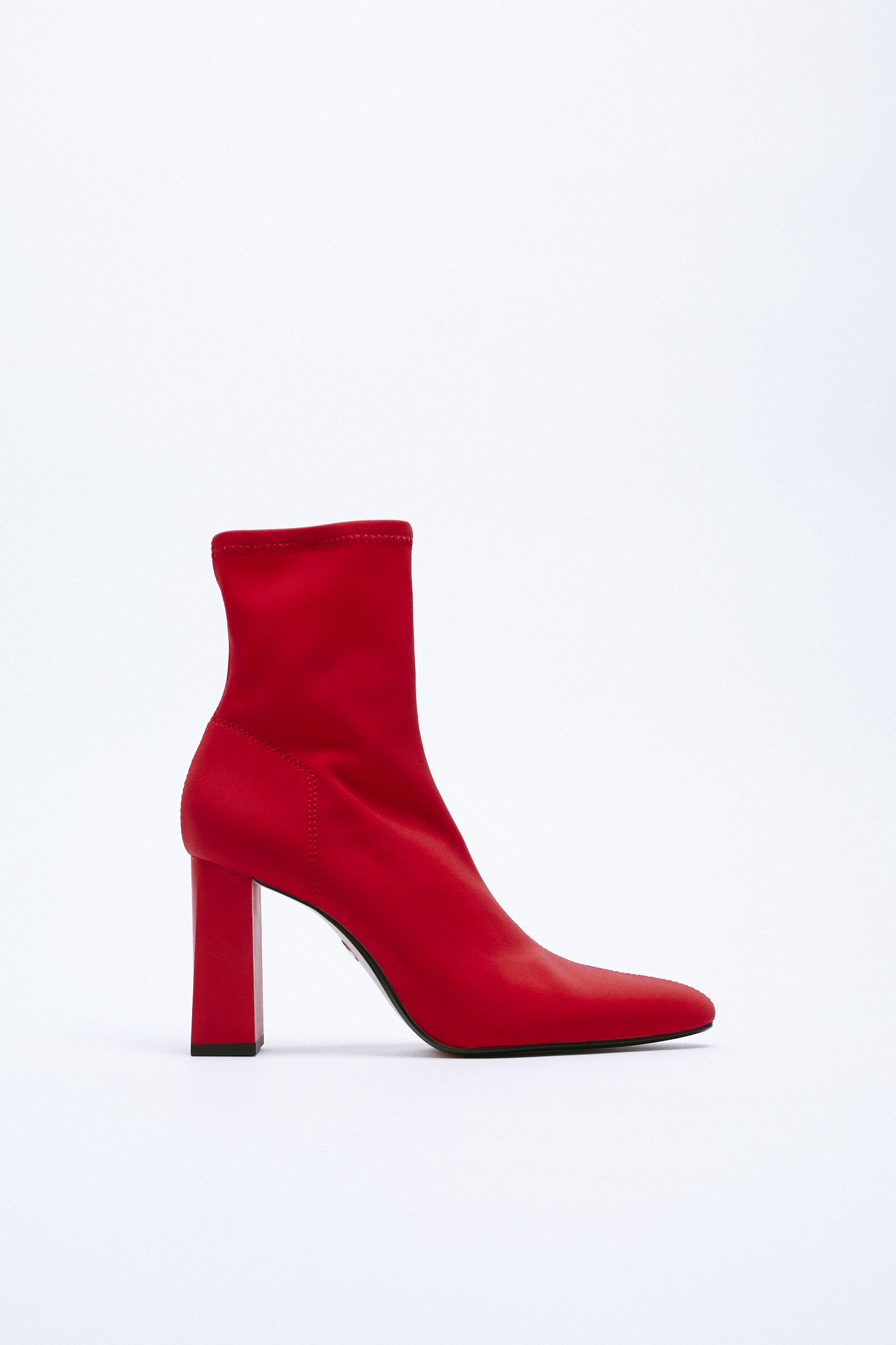 Zara STRETCH FABRIC HEELED ANKLE BOOTS - 137548574-020-