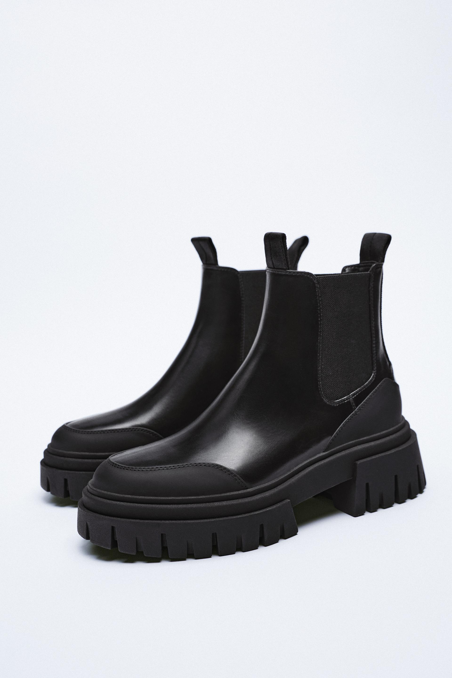 zara low heeled lug sole ankle boots review