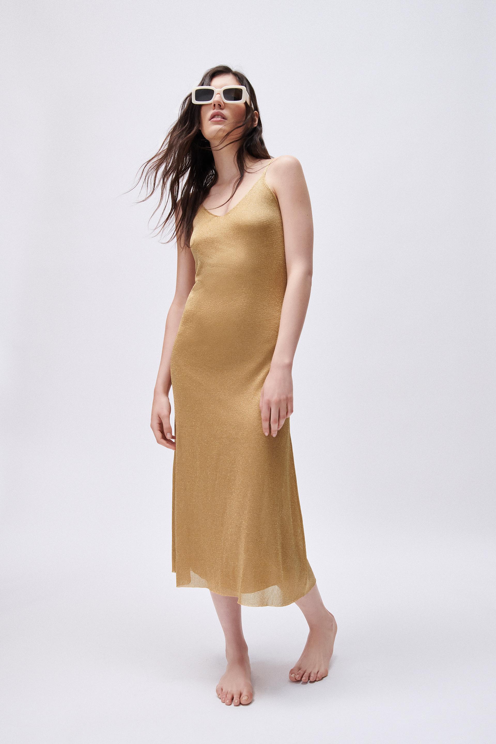 Zara METALLIC THREAD KNIT DRESS 93619957303