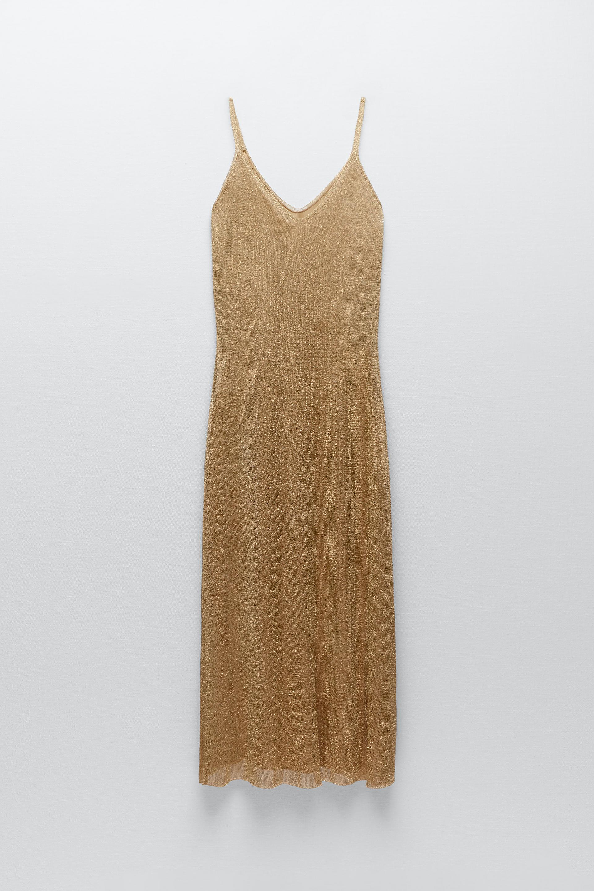 Zara KNIT DRESS WITH METALLIC THREAD 93619957303