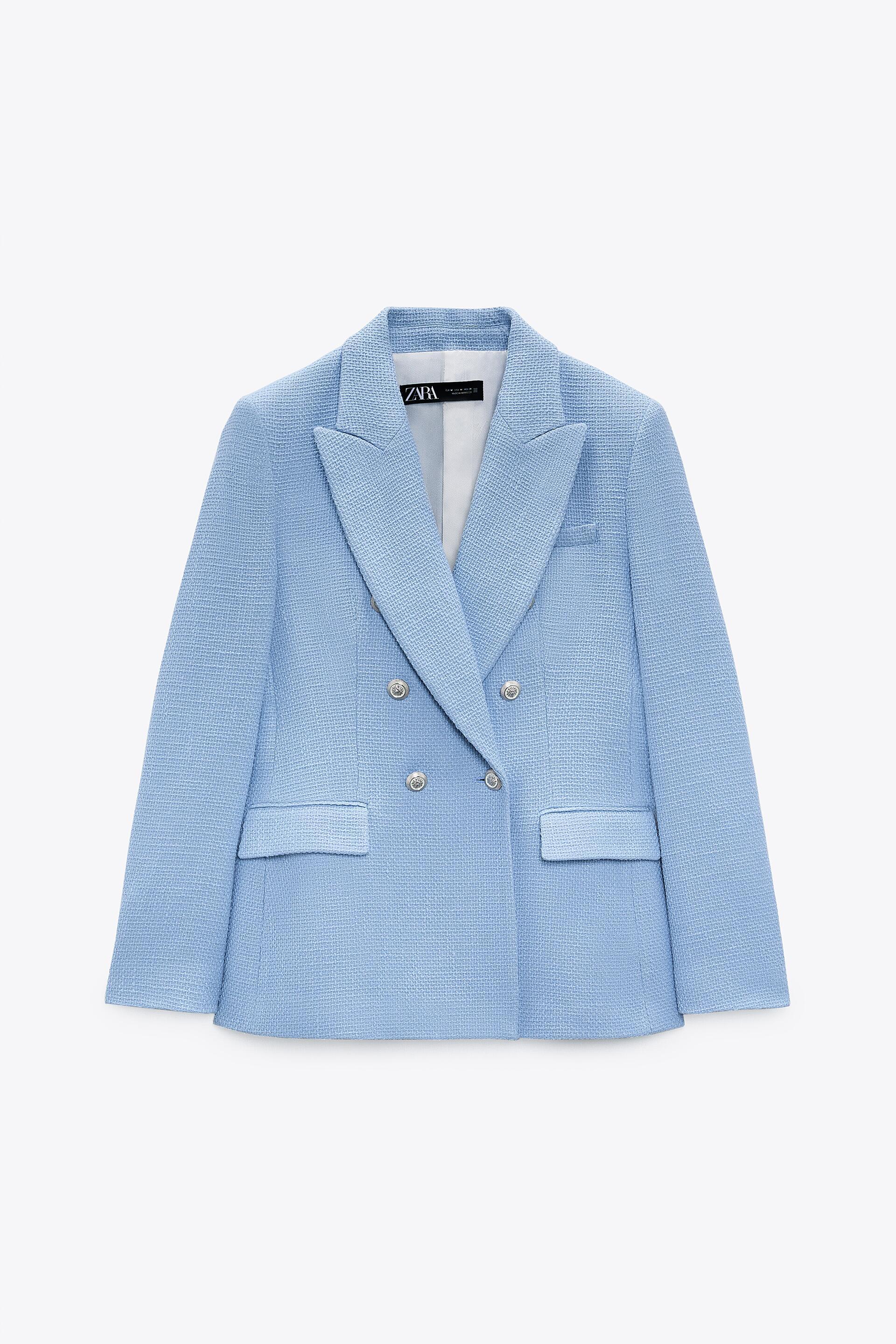 textured double breasted blazer zara
