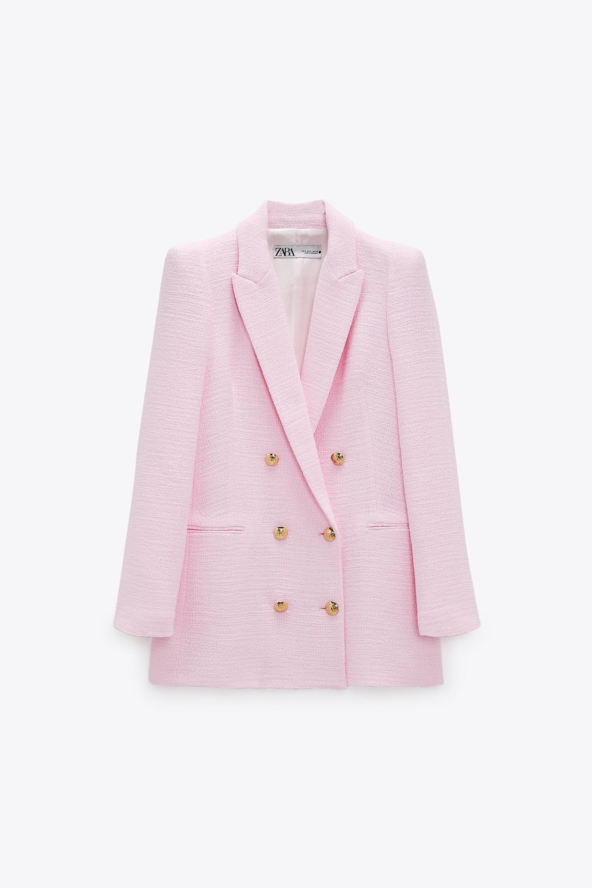 Твидовый жакет Zara розовый