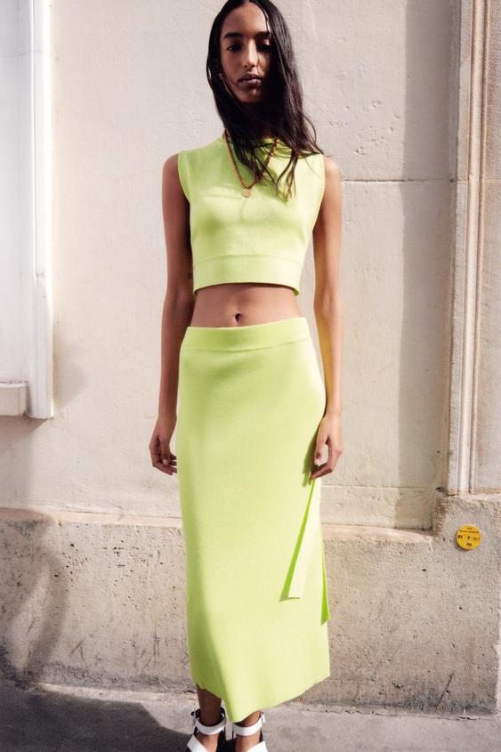 Zara KNIT SKIRT WITH VENT 102331282509