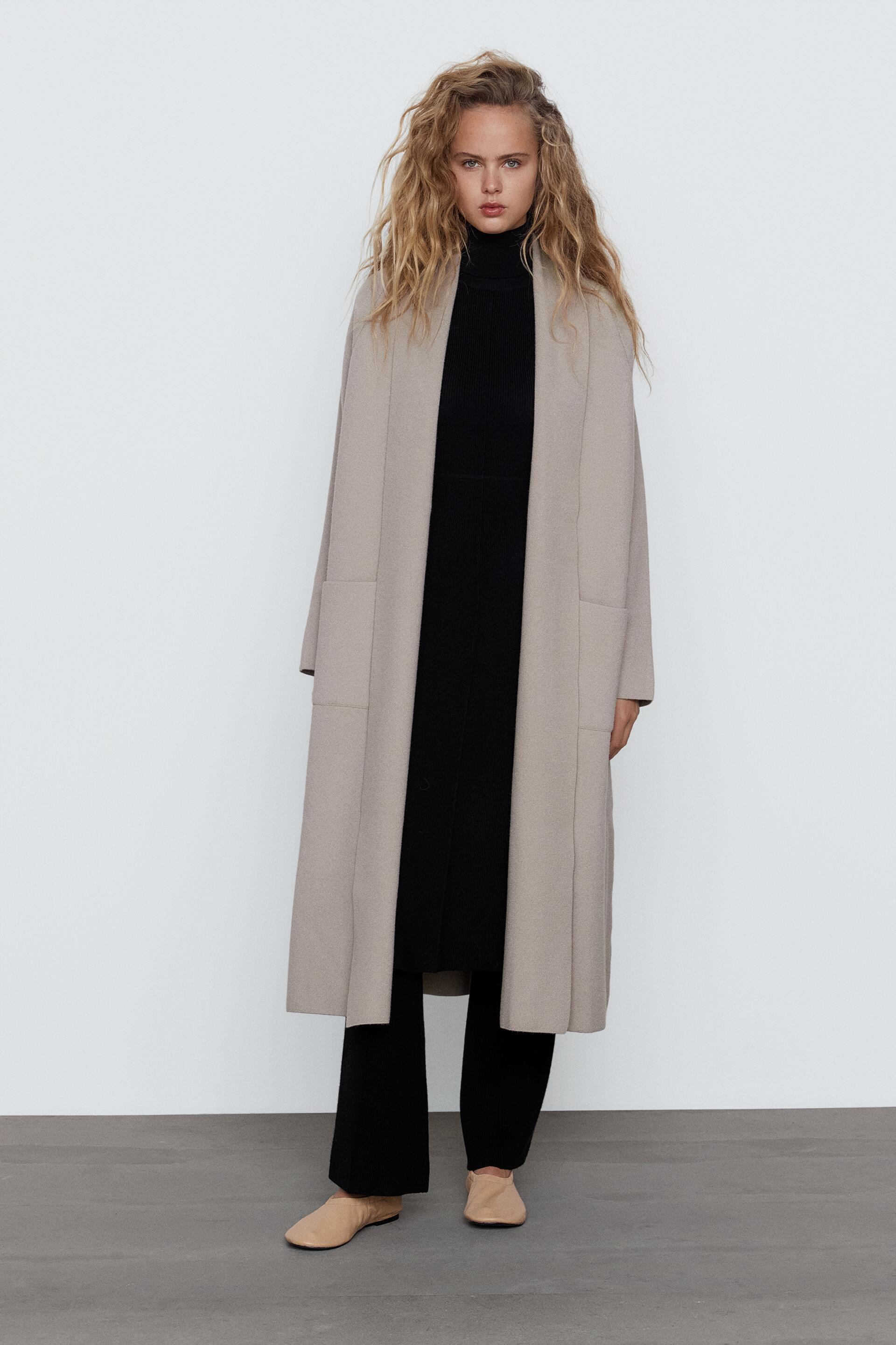Zara LONG KNIT COAT 81854190736