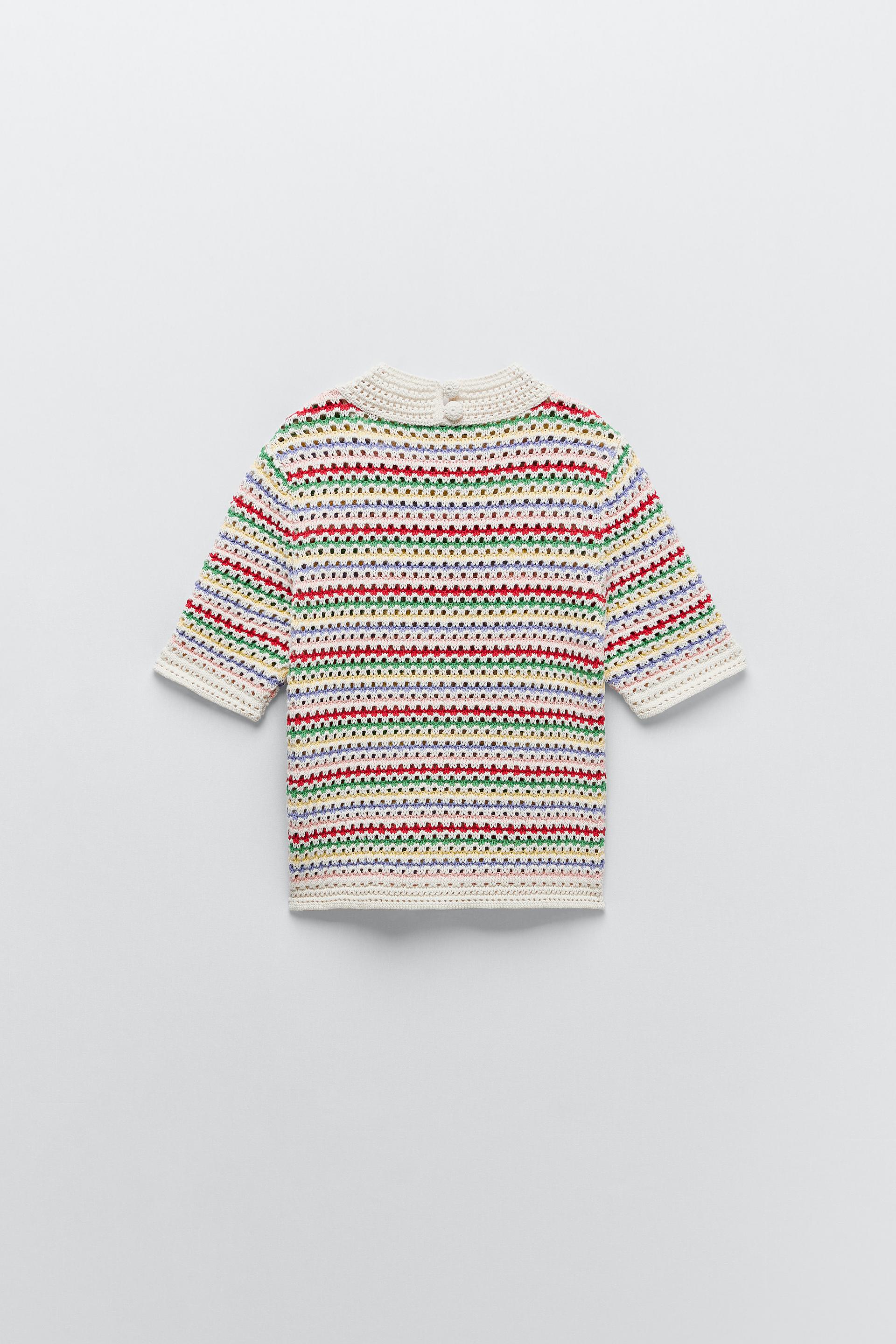 Zara STRIPED KNIT TOP 89241222330