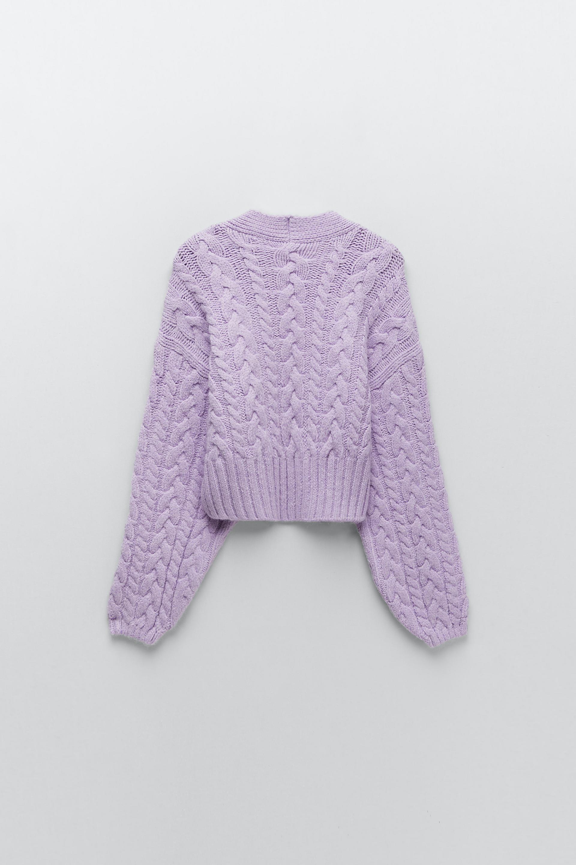 Zara CABLEKNIT CARDIGAN WITH RHINESTONE BUTTONS 78518537629