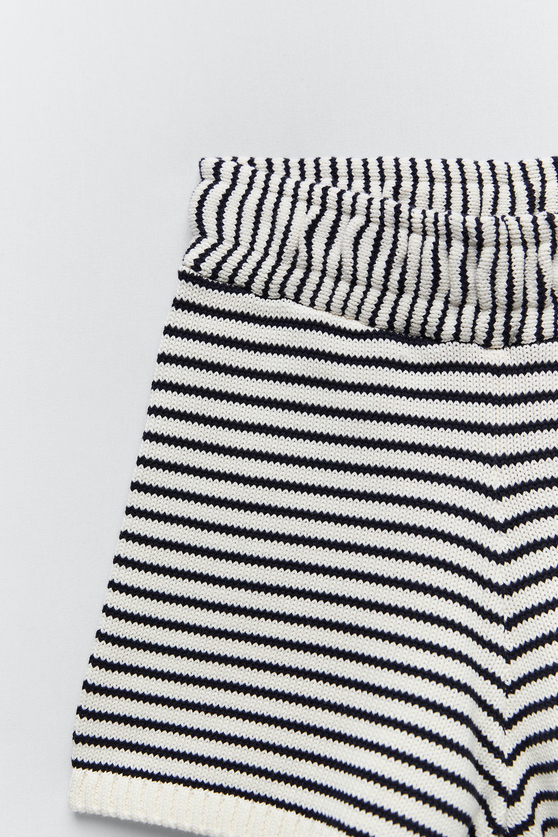 Zara STRIPED KNIT SHORTS 130704135104