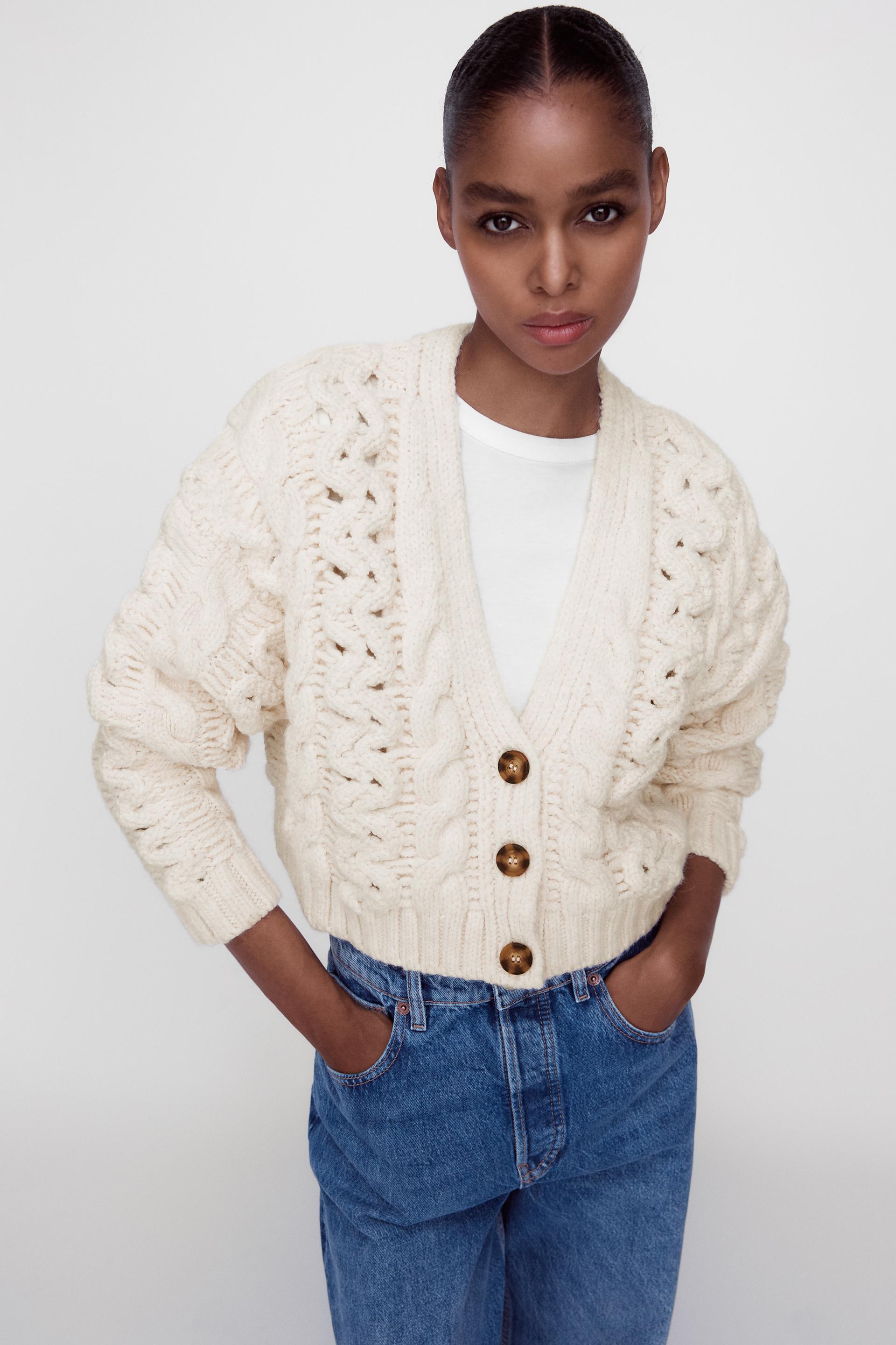 Zara CABLE KNIT CARDIGAN 88241857712