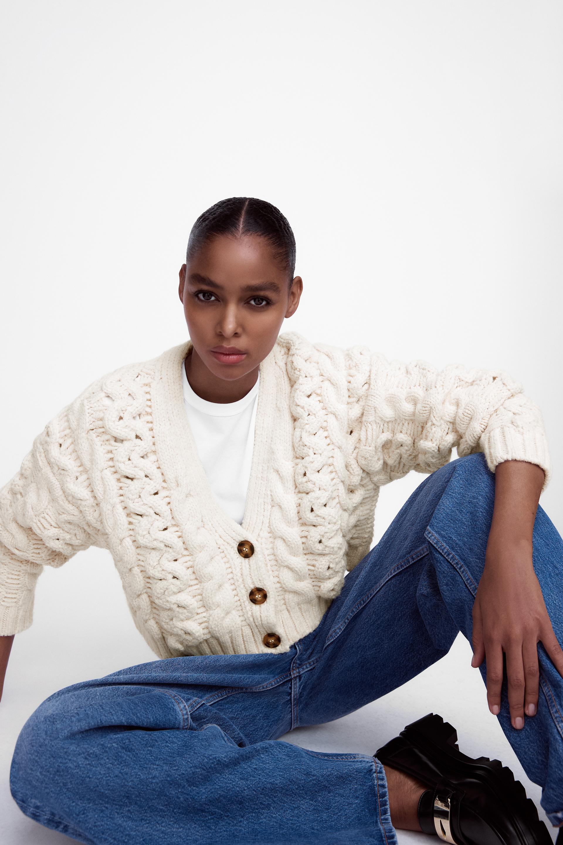 Zara CABLE KNIT CARDIGAN 88241857712