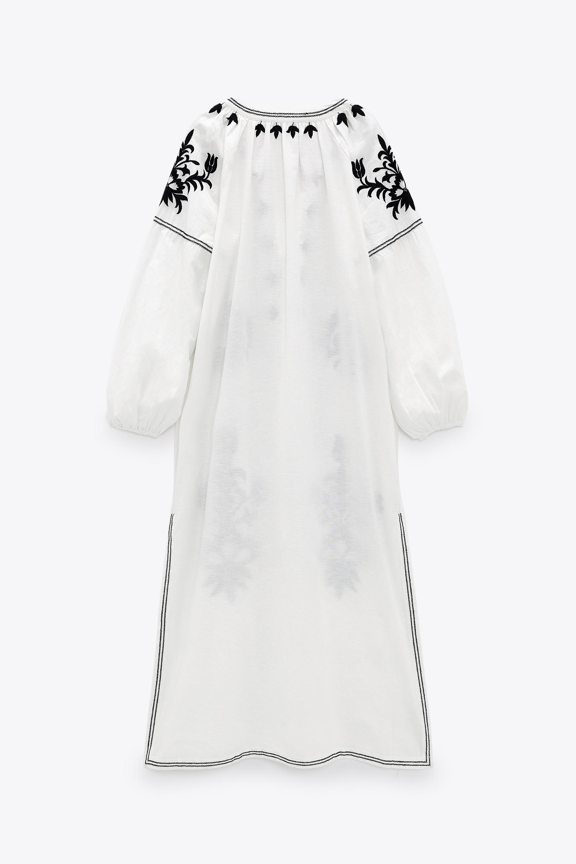 Zara MİDİ İŞLEMELİ ELBİSE 105278571250