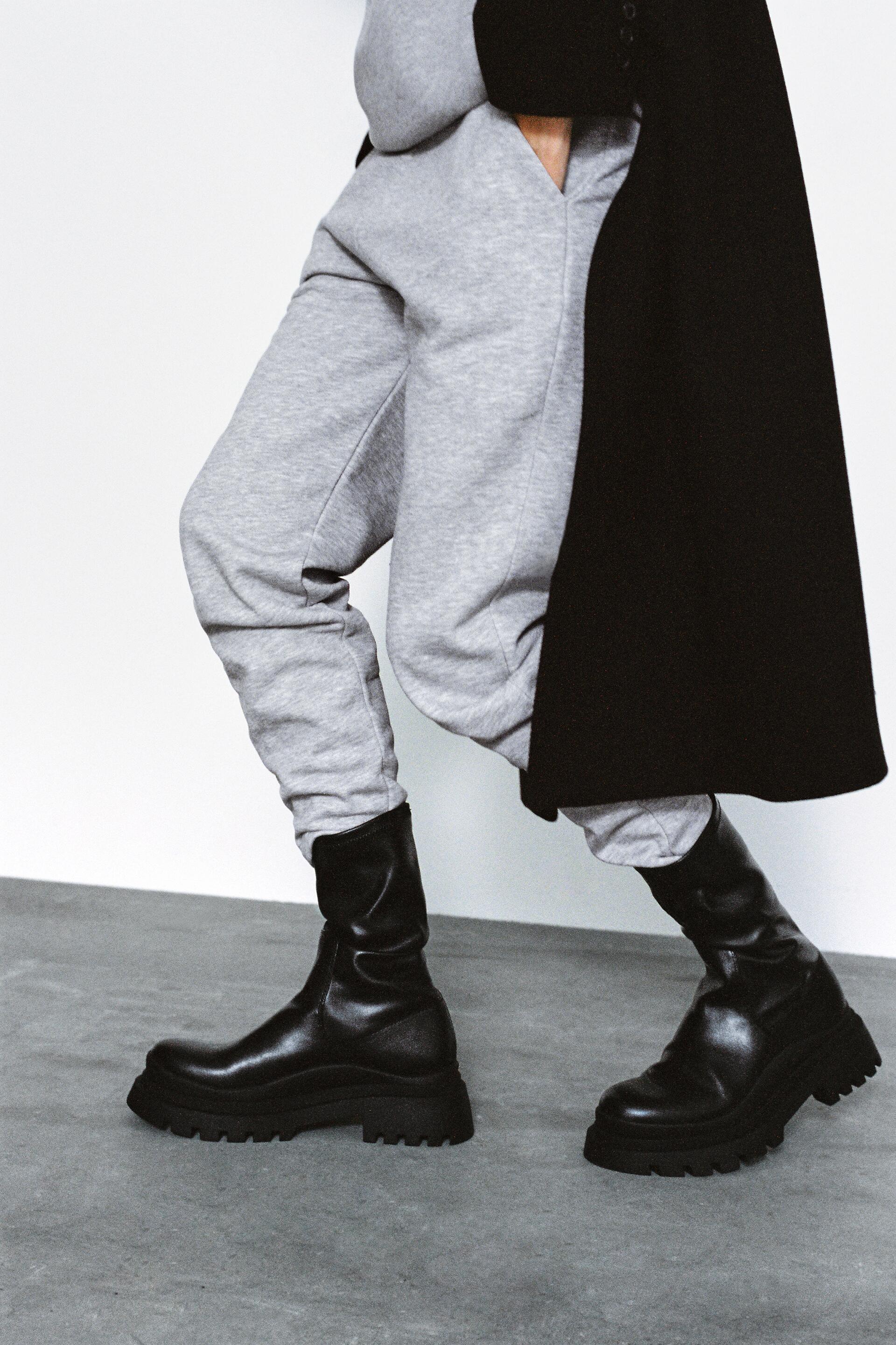 block heel ankle boots with track soles