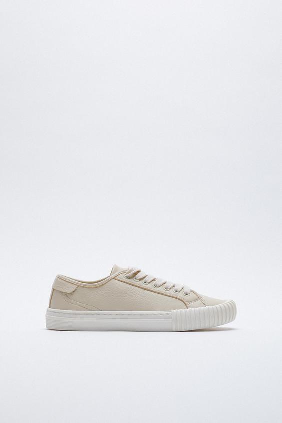 zara leather trainers