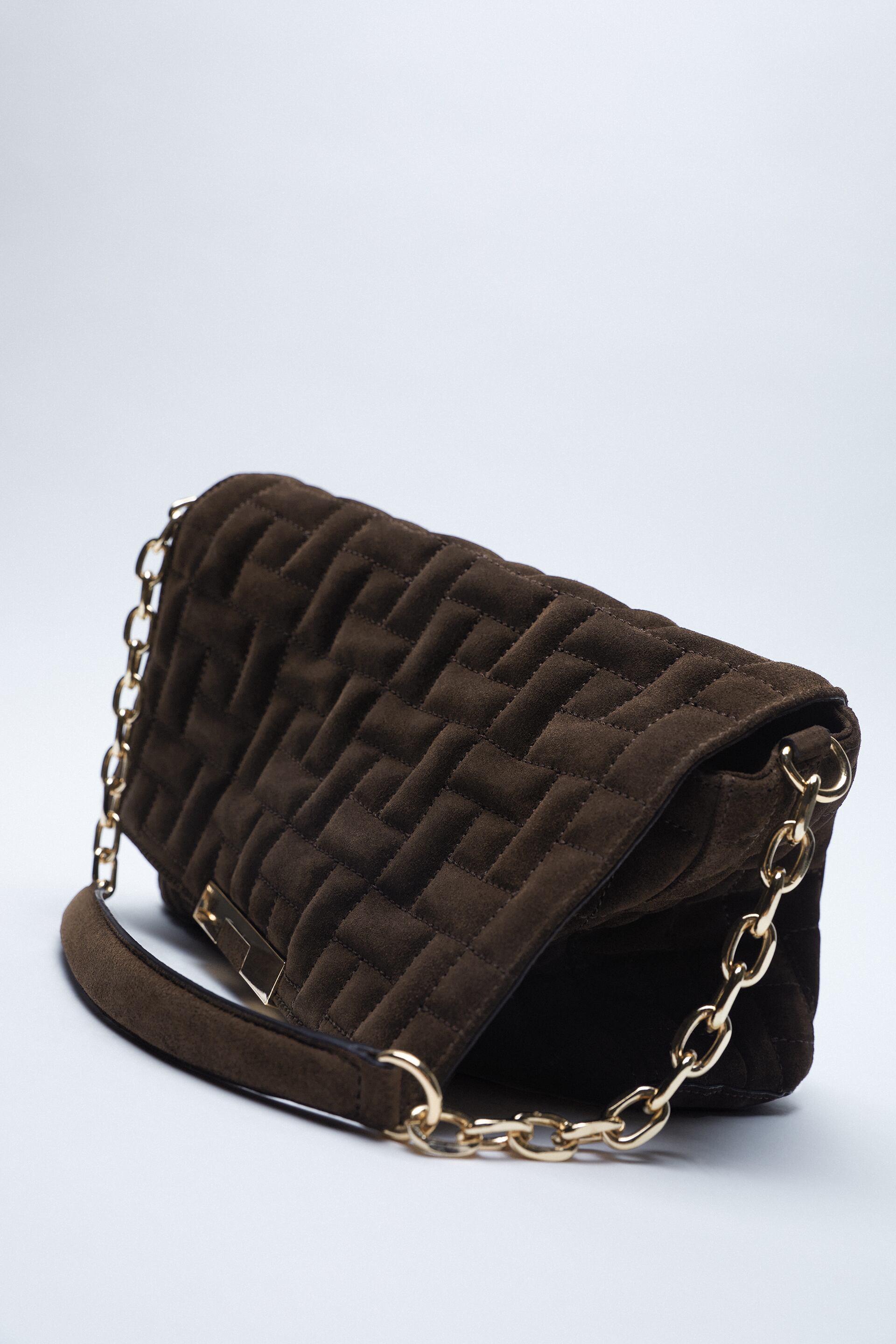 Zara QUILTED LEATHER SHOULDER BAG WITH CHAIN STRAP - 89845791-100-3