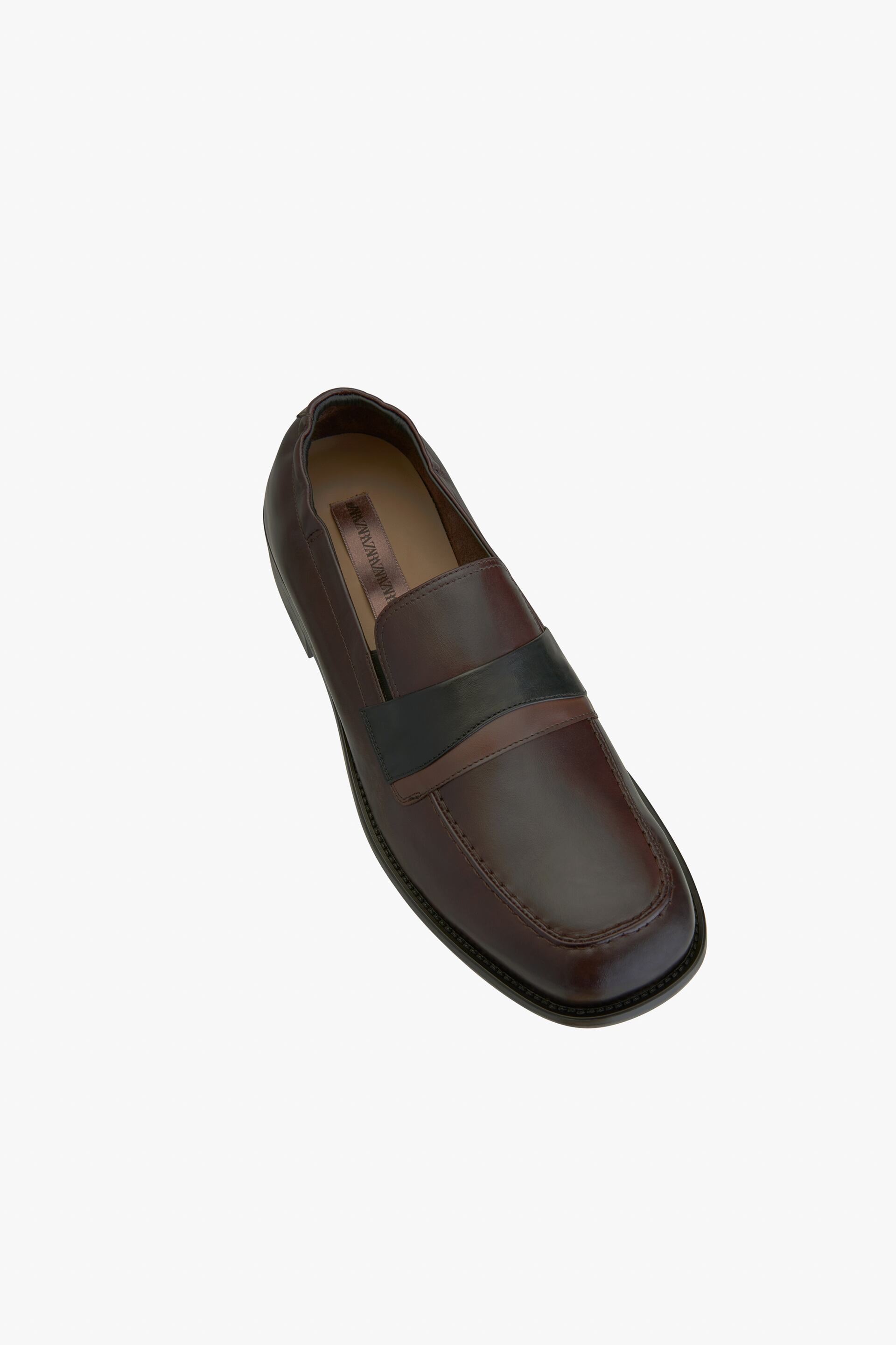 Zara CONTRAST LEATHER LOAFERS - 103428493-100-