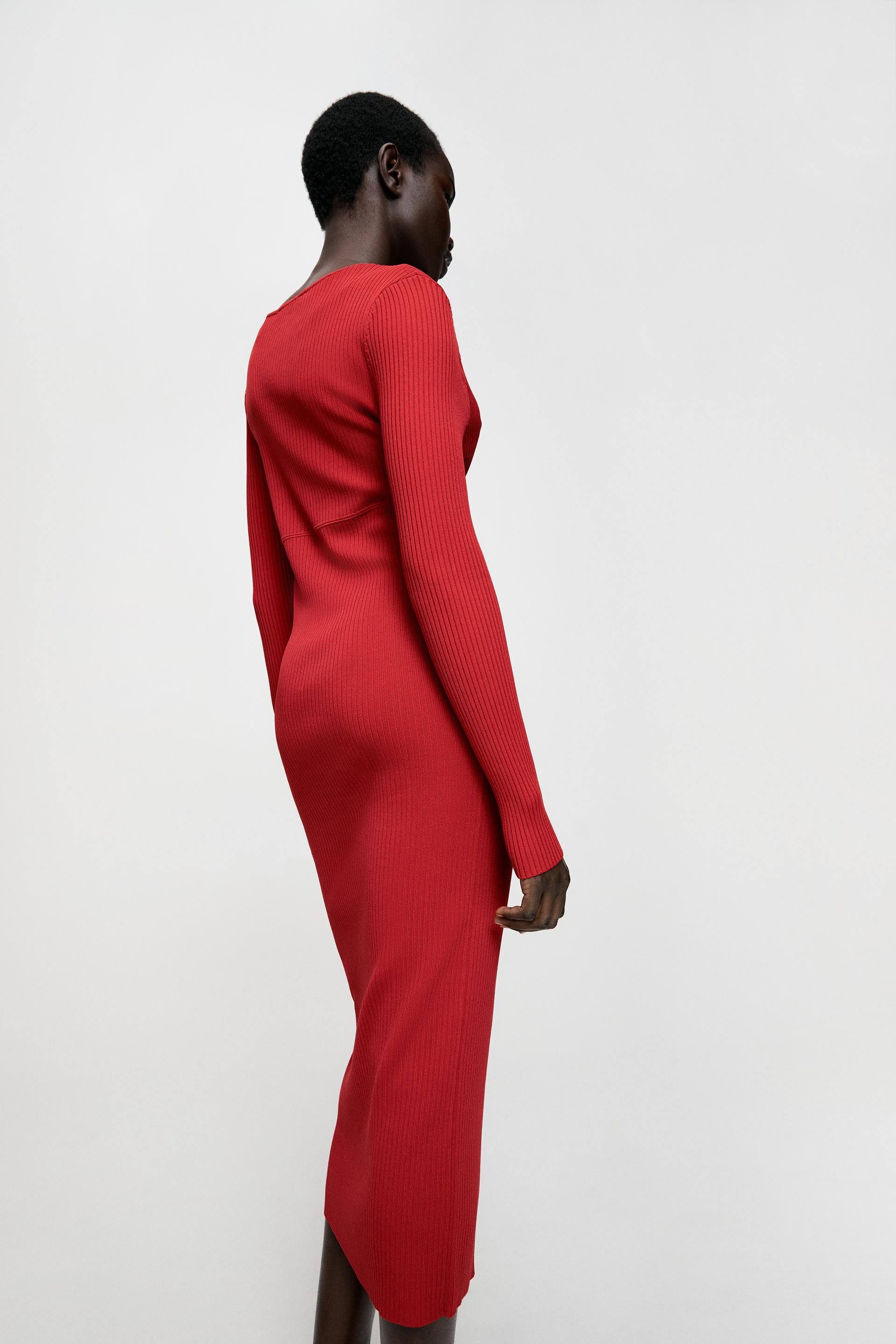 Zara KNIT MIDI DRESS 96298965600