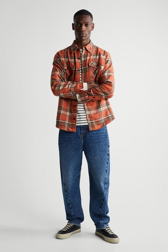 zara plaid flannel overshirt