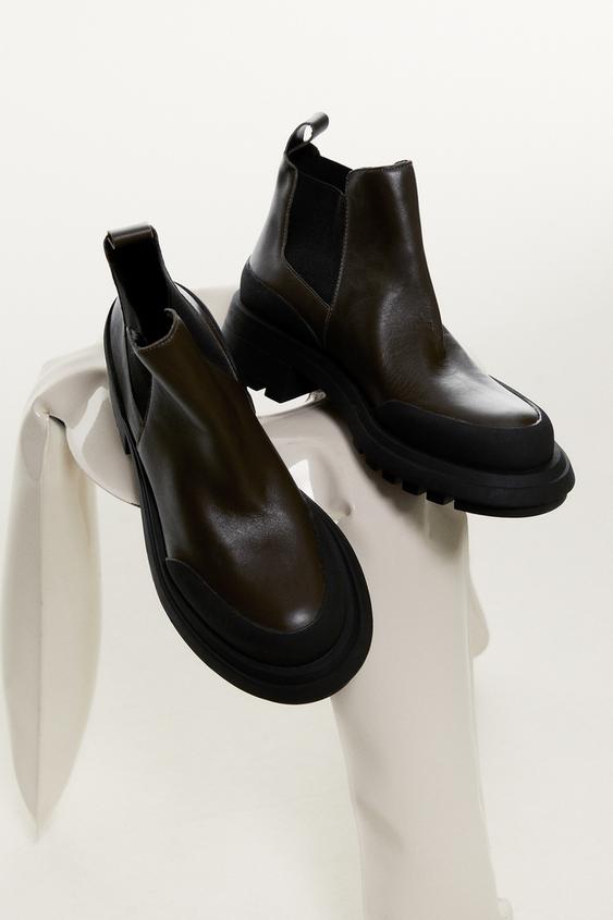 zara flat boots with track soles
