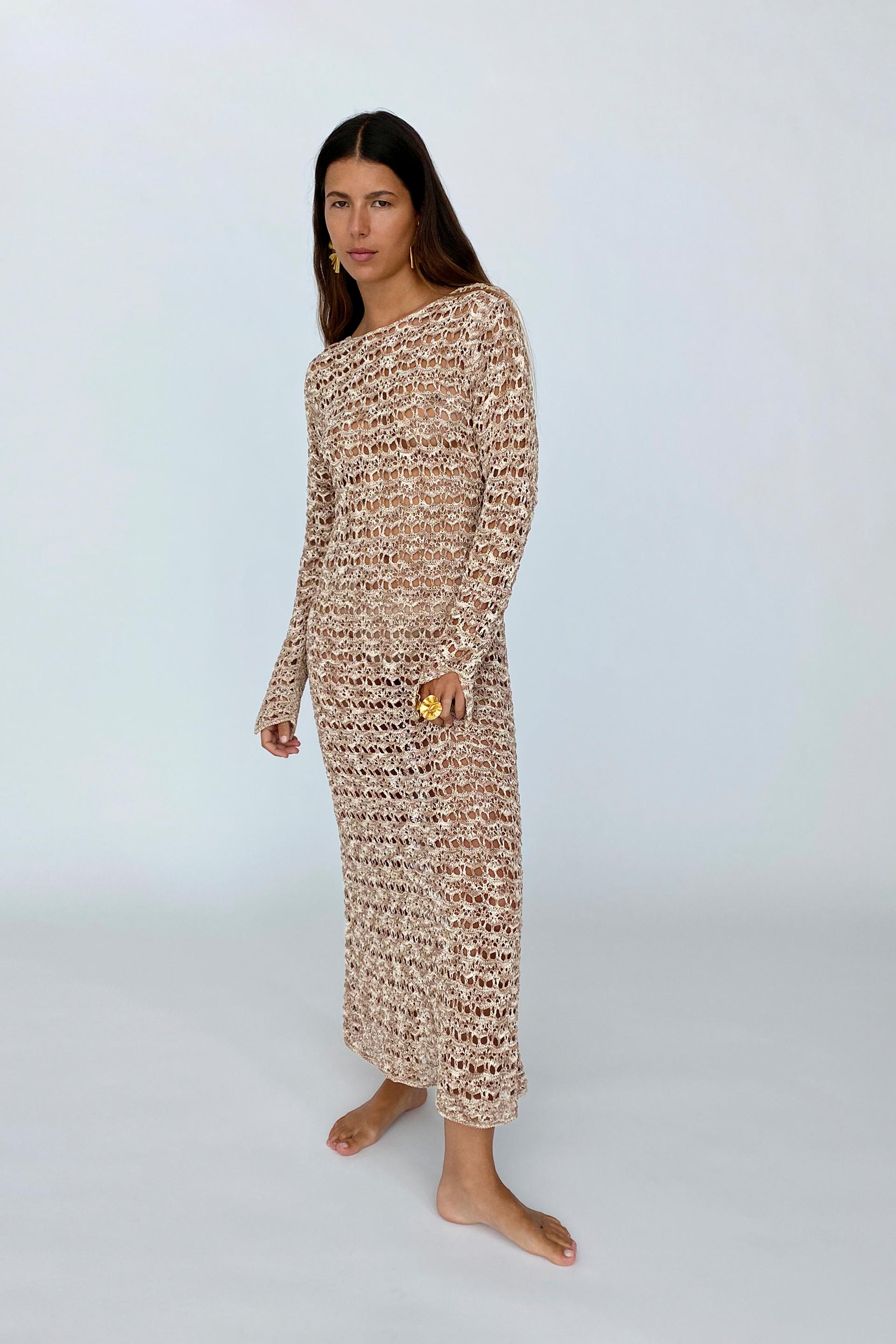 Zara LONG CROCHET KNIT DRESS LIMITED EDITION 177666965711