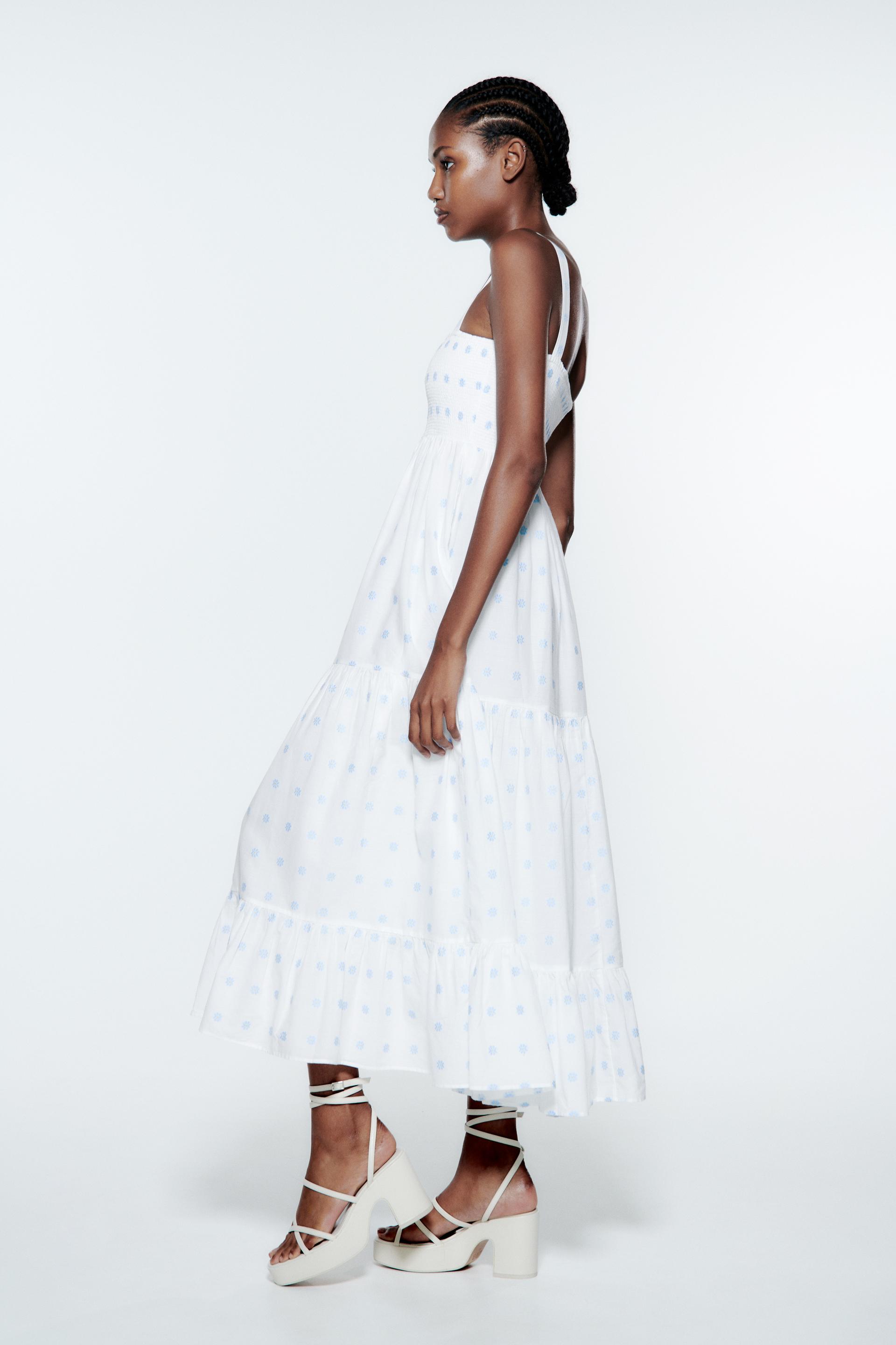 Zara Embroidered Dress White