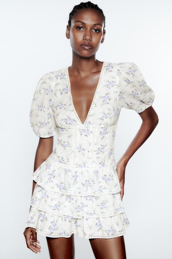 Zara Embroidered Dress White