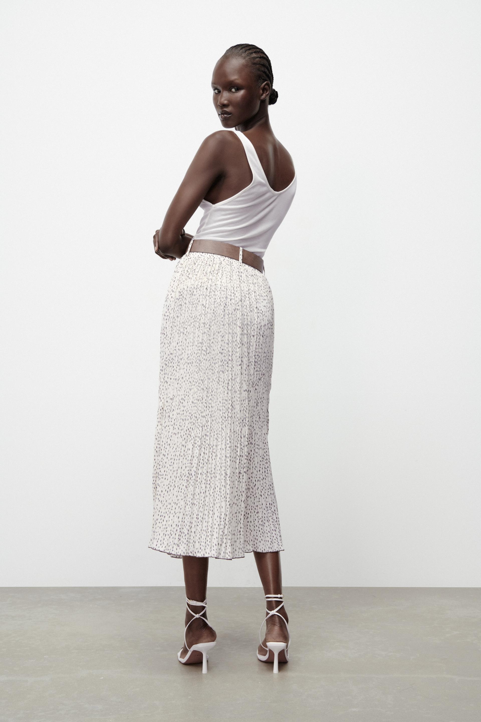 Zara Belted Pleated Skirt